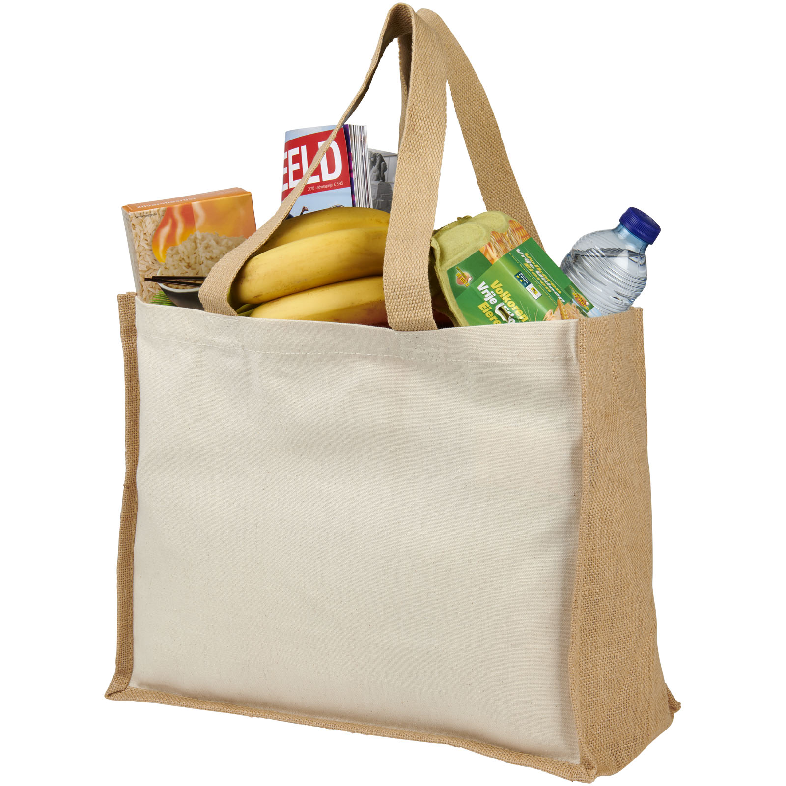 Varai 320 g/m Canvas und Jute Einkaufstasche 23L natural, natur