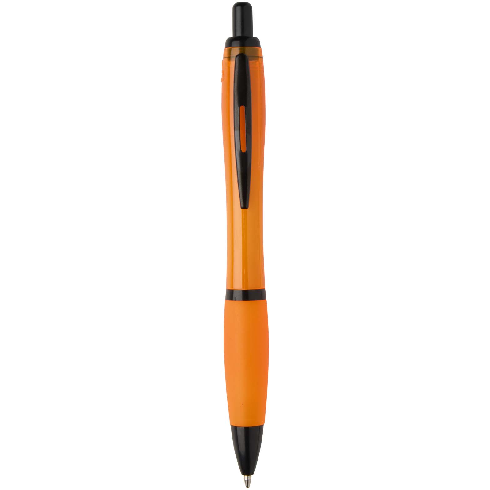 Nash Kugelschreiber aus recyceltem Kunststoff mit schwarzen Zierelementen (schwarze Mine) orange