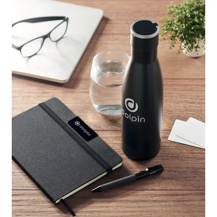 Set Notizbuch mit Flasche