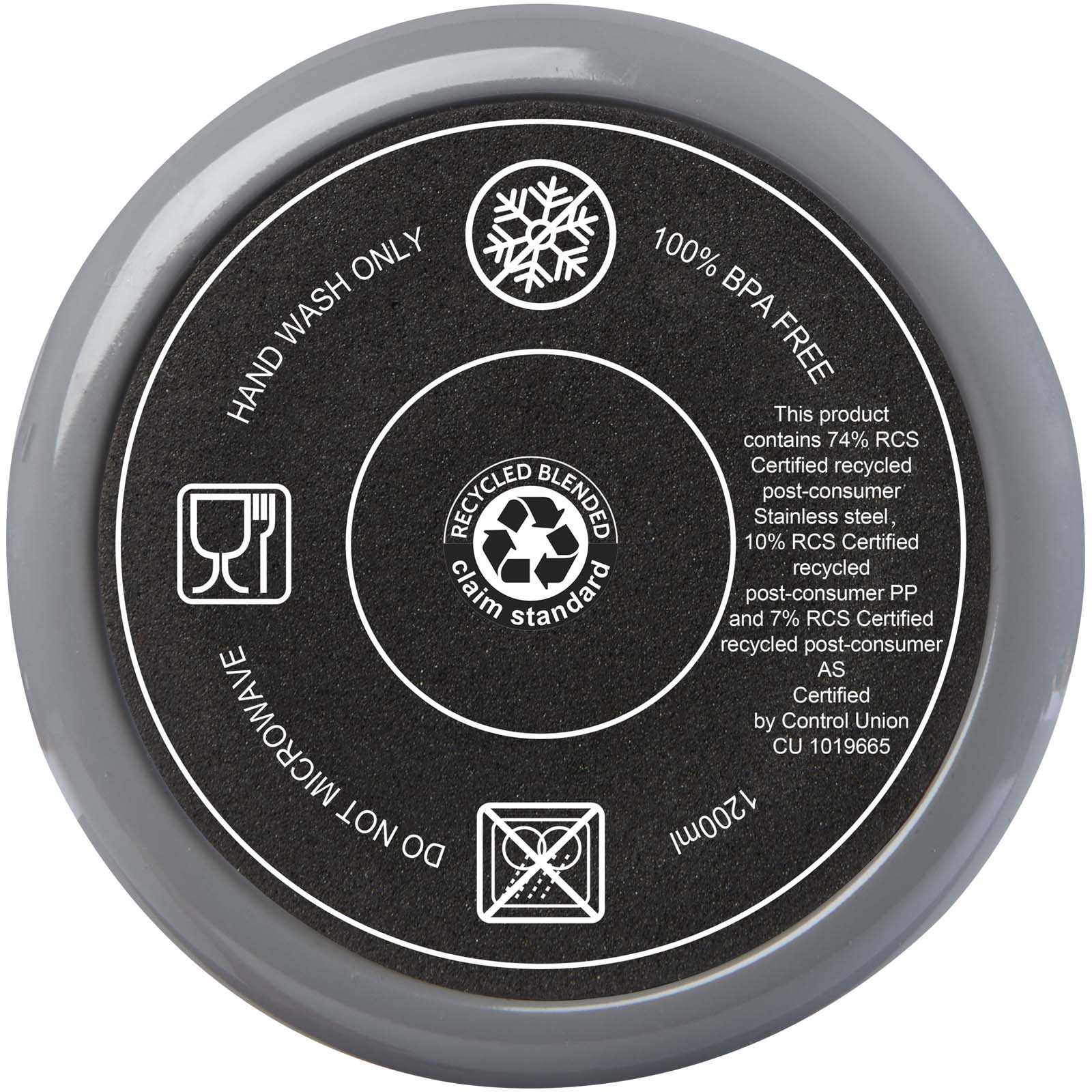 Melbourne 1200 ml RCS-zertifizierter Isolierbecher mit Strohhalm grau