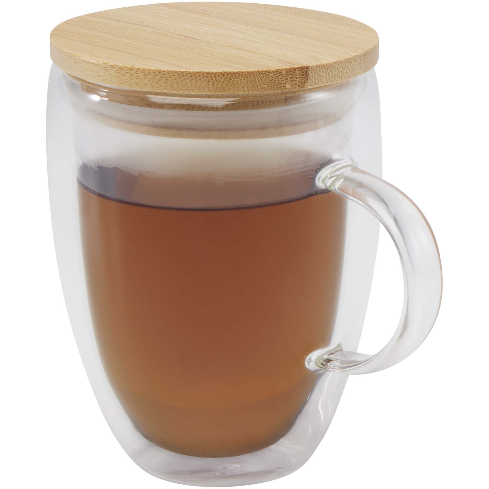 Leona 350 ml Glasbecher mit Bambusdeckel transparent klar