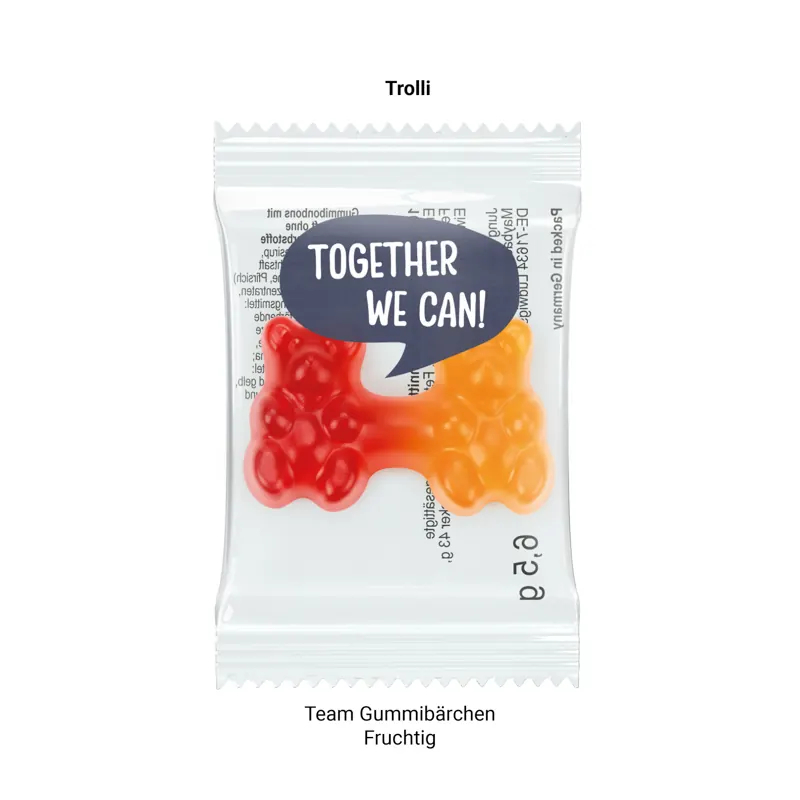 Werbekarte Visitenkartenformat, Team Gummibärchen, Standardgestaltung