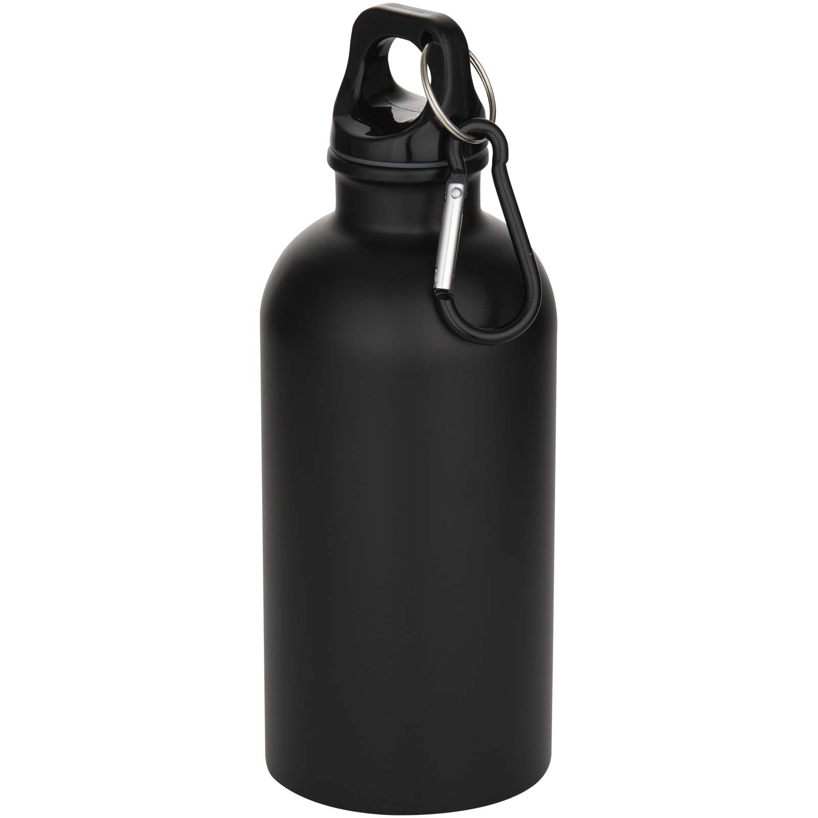 Oregon 400 ml matte RCS-zertifizierte einwandige Trinkflasche aus recyceltem Edelstahl mit Karabinerhaken schwarz