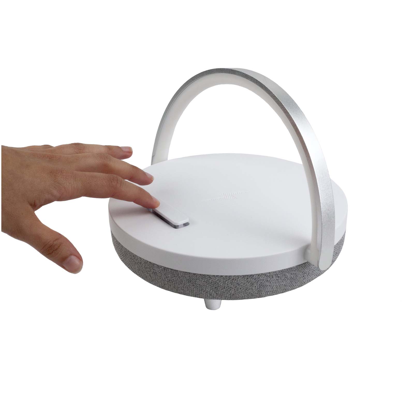 Prixton 10W 4-in-1 Bluetooth®-Lautsprecher mit LED-Licht und kabelloser Ladestation weiss