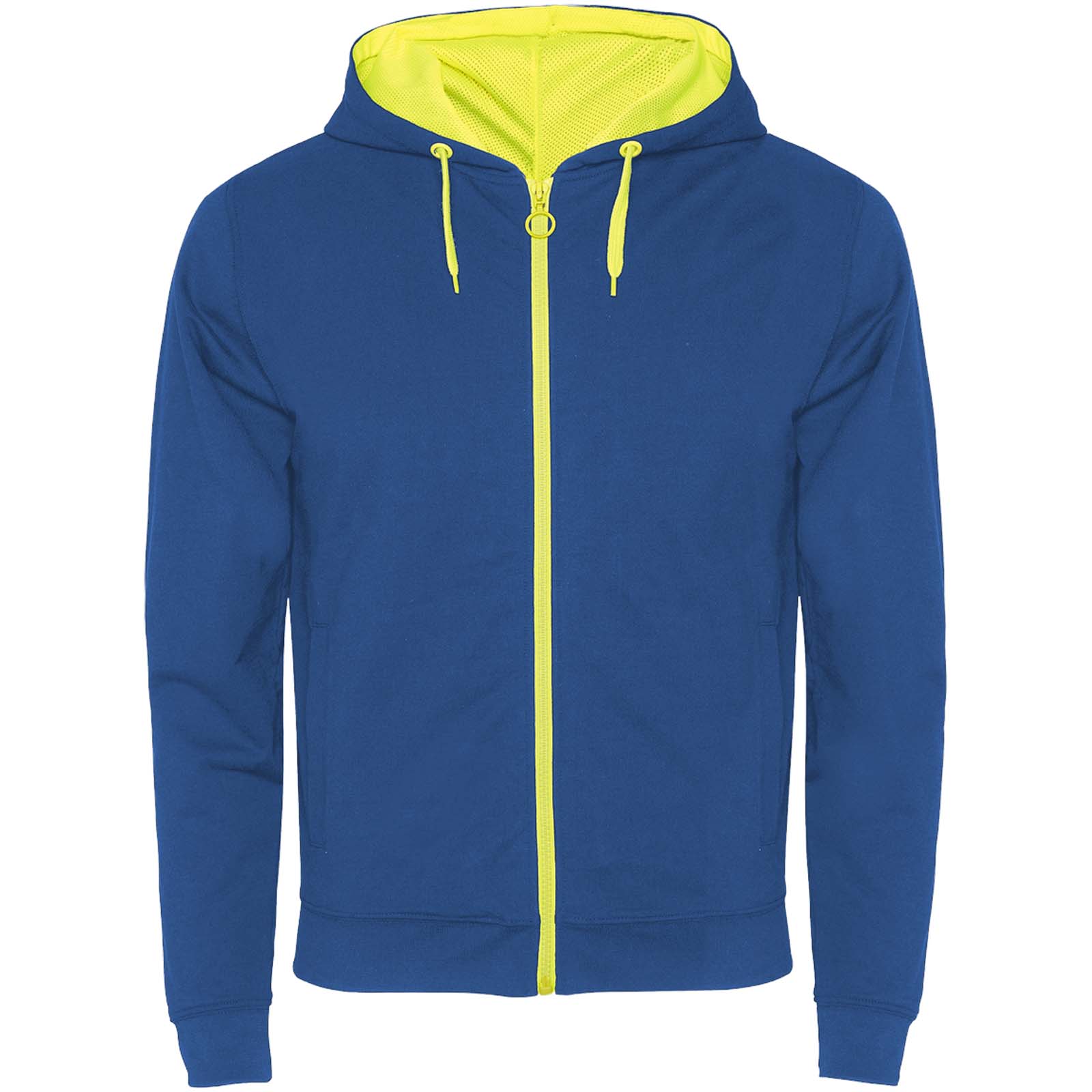 Fuji Kaputzensweatjacke Unisex royalblau, fluorgelb