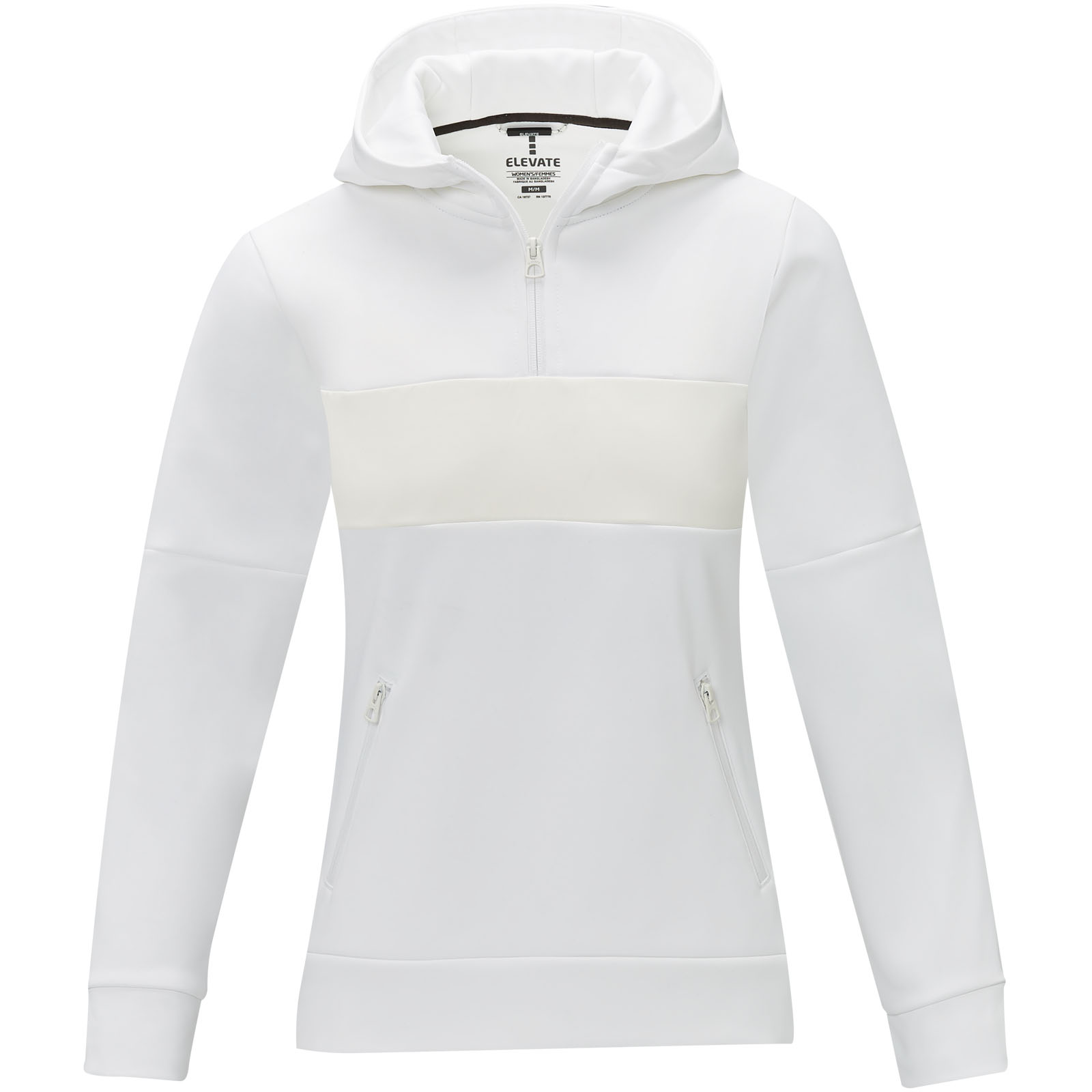 Sayan Kapuzenpullover mit halbem Reißverschluss für Damen weiss