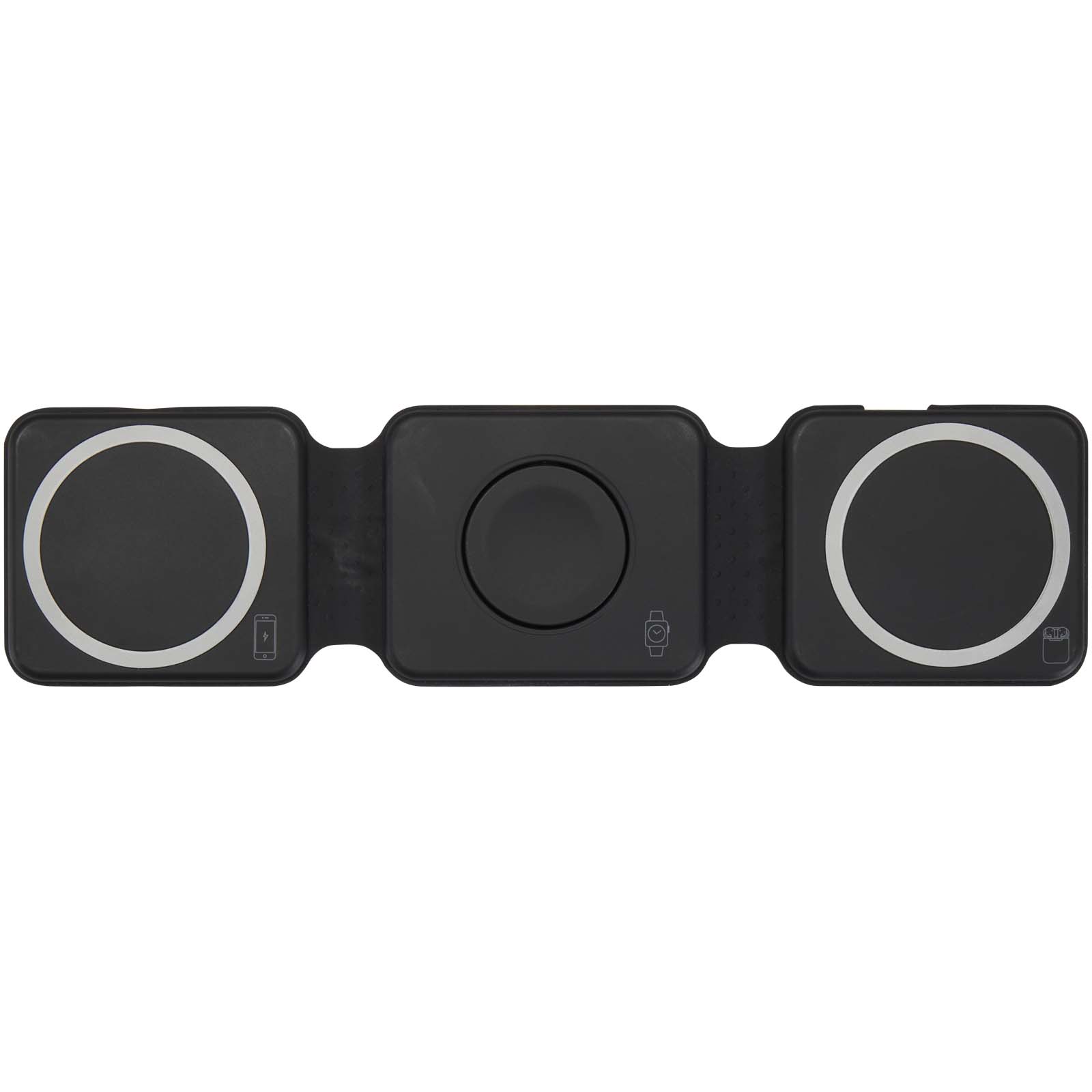 Armus 15 W 3-in-1 zusammenklappbares kabelloses Ladegerät aus recyceltem Kunststoff schwarz