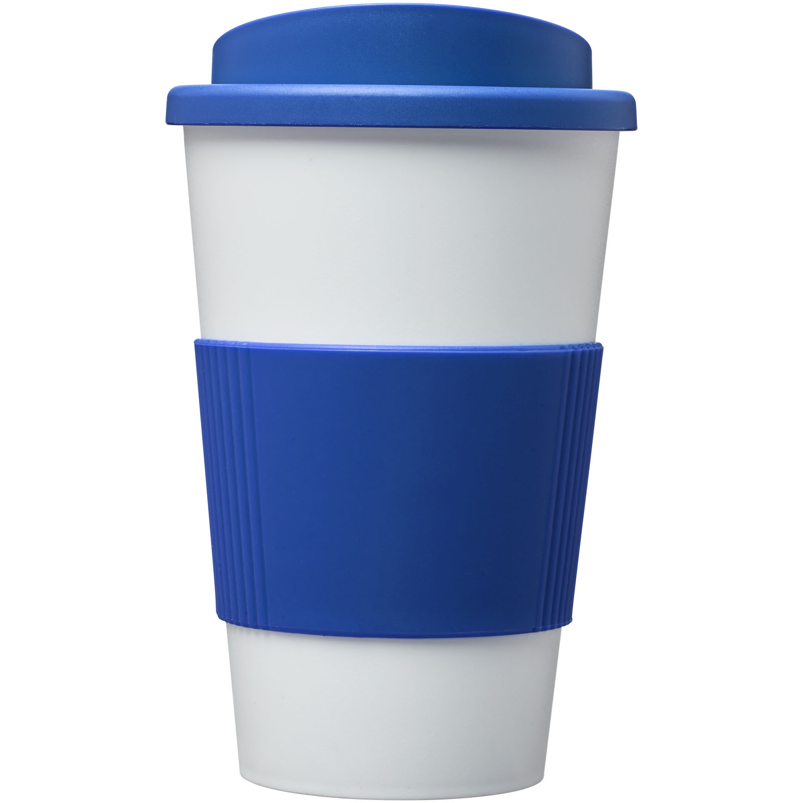 Americano® 350 ml Isolierbecher mit Schutzring mittelblau, weiss