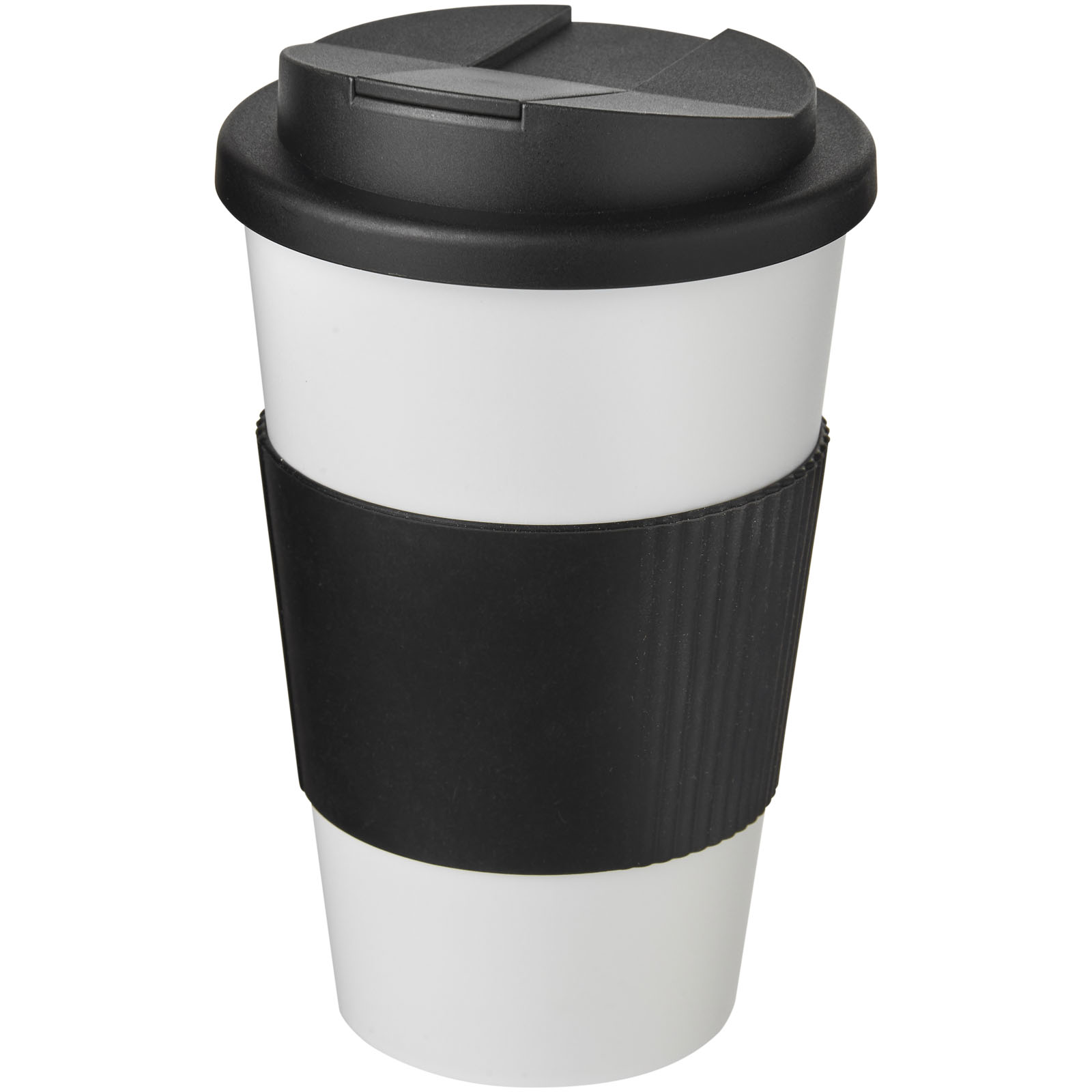 Americano® 350 ml Isolierbecher mit Schutzring & auslaufsicherem Schraubverschluss weiss, schwarz