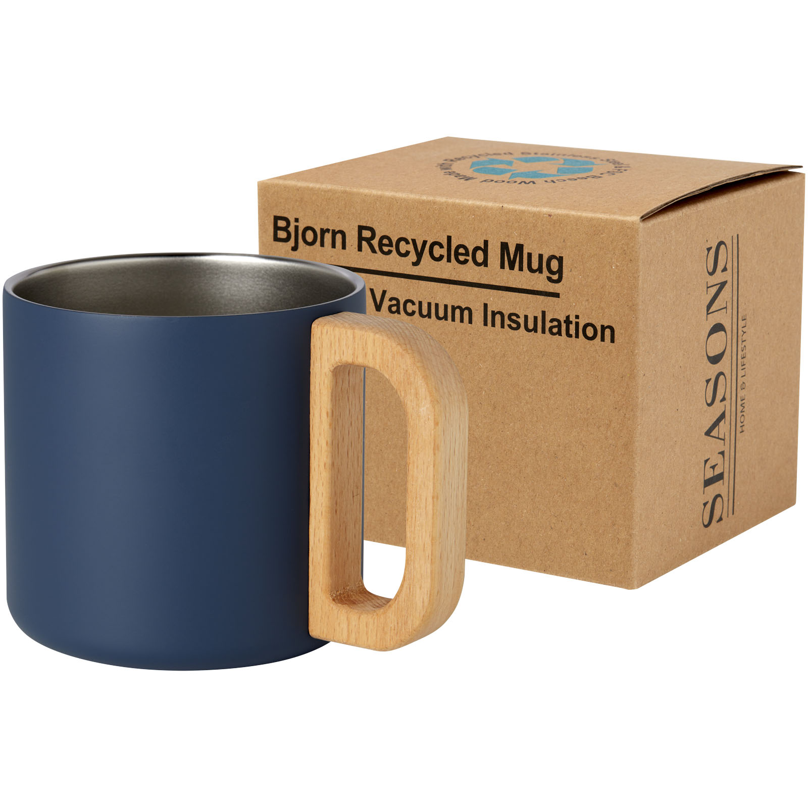 Bjorn RCS-zertifizierter Becher aus recyceltem Edelstahl mit Kupfer-Vakuumisolierung, 360 ml dunkelblau