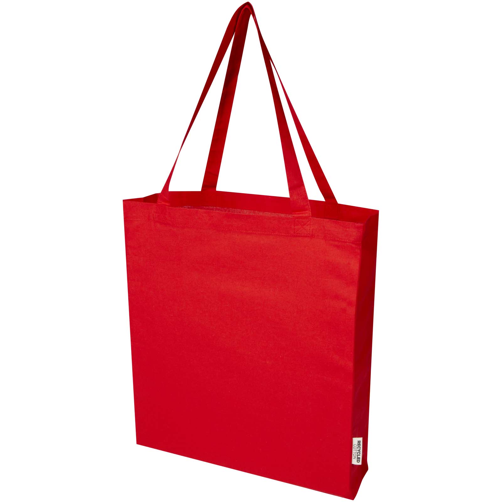 Madras 140 g/m² Baumwoll Tragetasche mit Seitenfalten aus GRS recycelter Baumwolle 12L rot