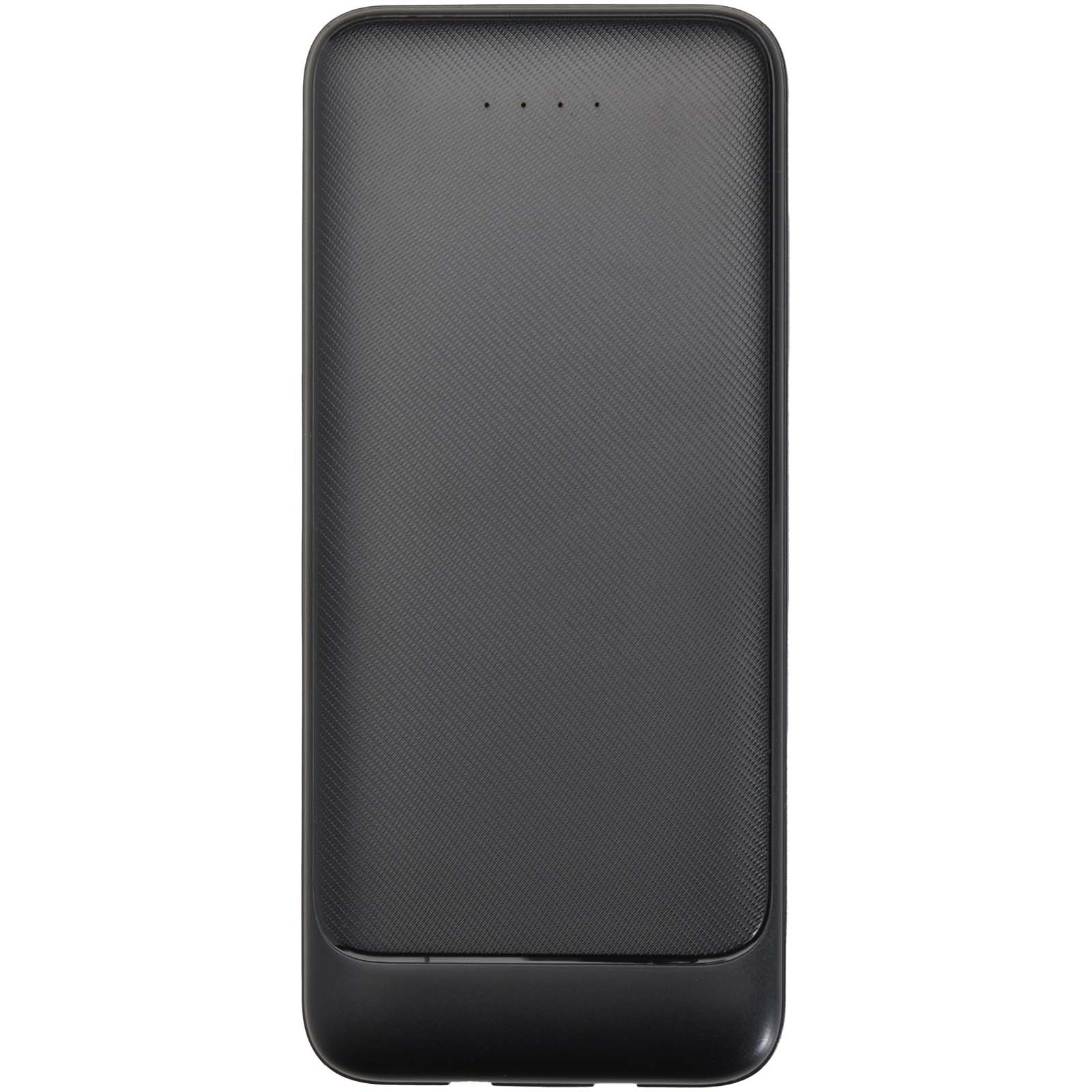 Adhil 10 W 10.000 mAh Powerbank aus recyceltem Kunststoff mit 2 integrierten Kabeln schwarz