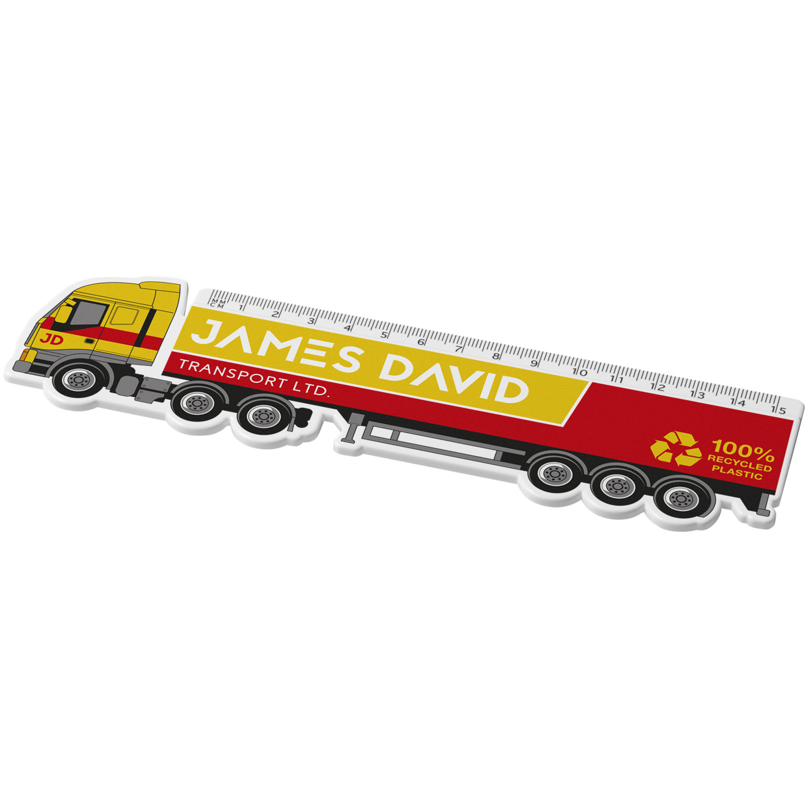 Tait 15 cm LKW-förmiges Lineal aus Recycling-Kunststoff weiss