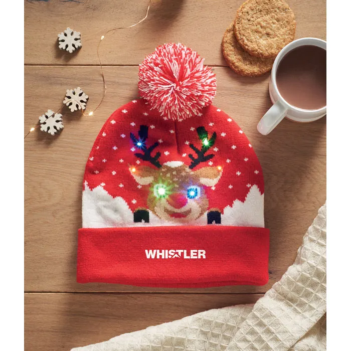 Weihnachtliche Strickmütze LED