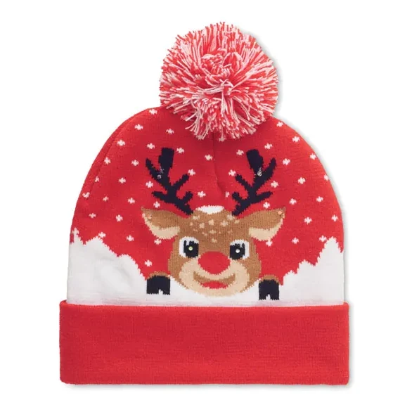 Weihnachtliche Strickmütze LED