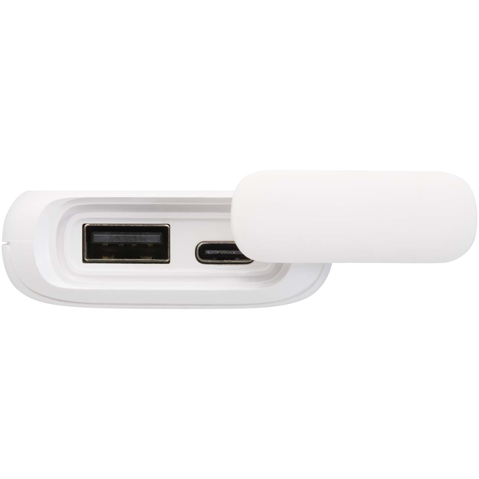 Alkes 12 W 5.000 mAh wasserfeste Powerbank aus recyceltem Kunststoff mit Karabinerhaken weiss