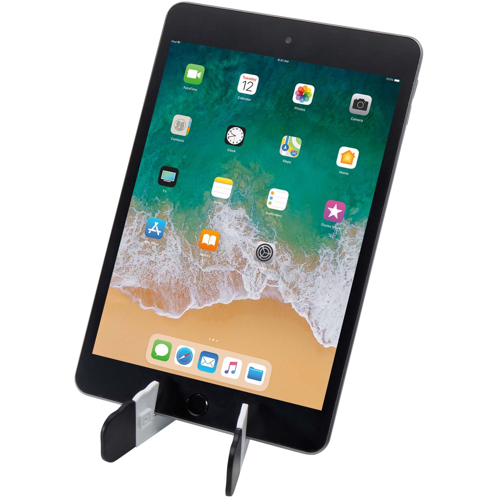 Buna faltbare Tablet- und Smartphonehalterung aus recyceltem Kunststoff weiss