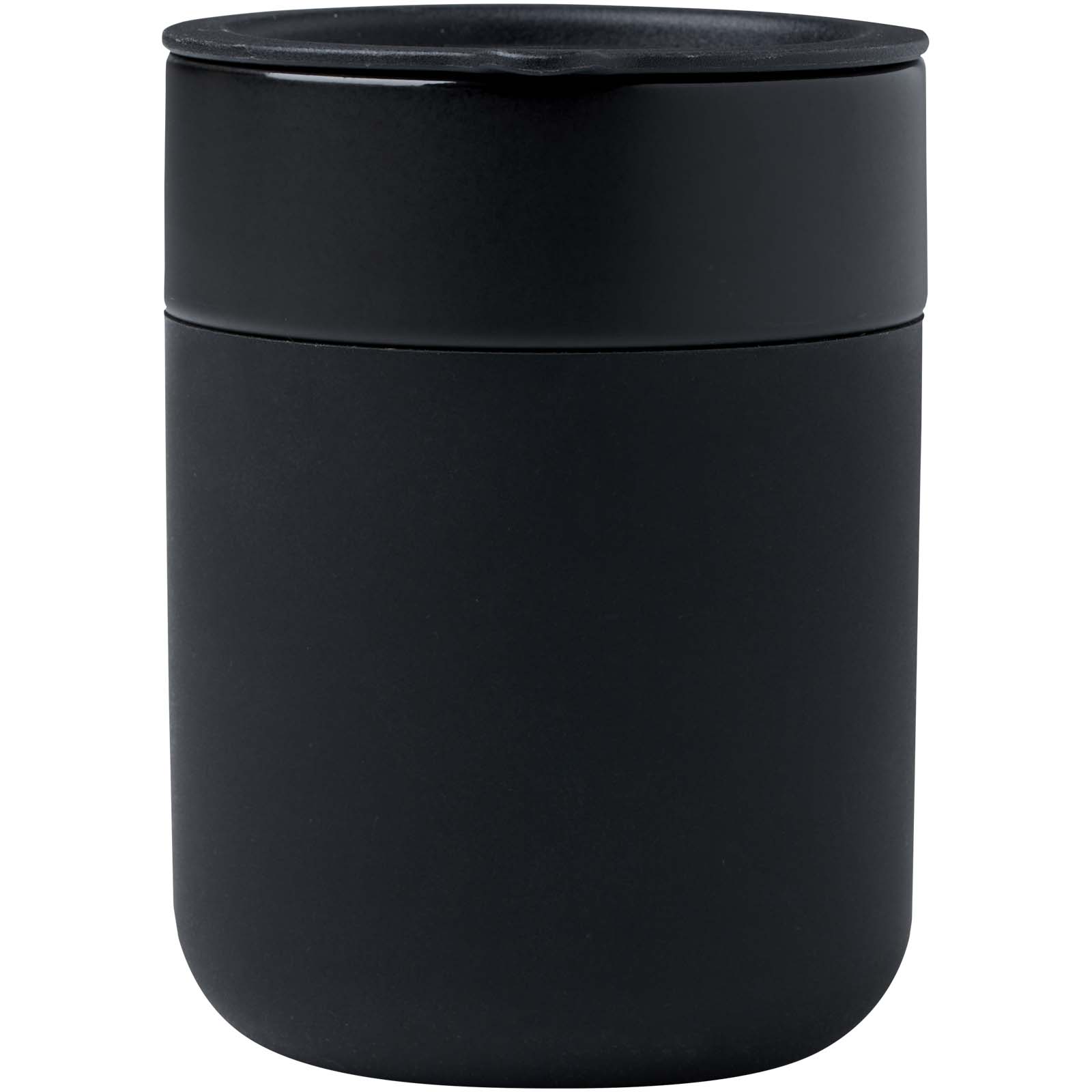 Java 330 ml Keramikbecher mit Silikonhülle und Kunststoffdeckel schwarz