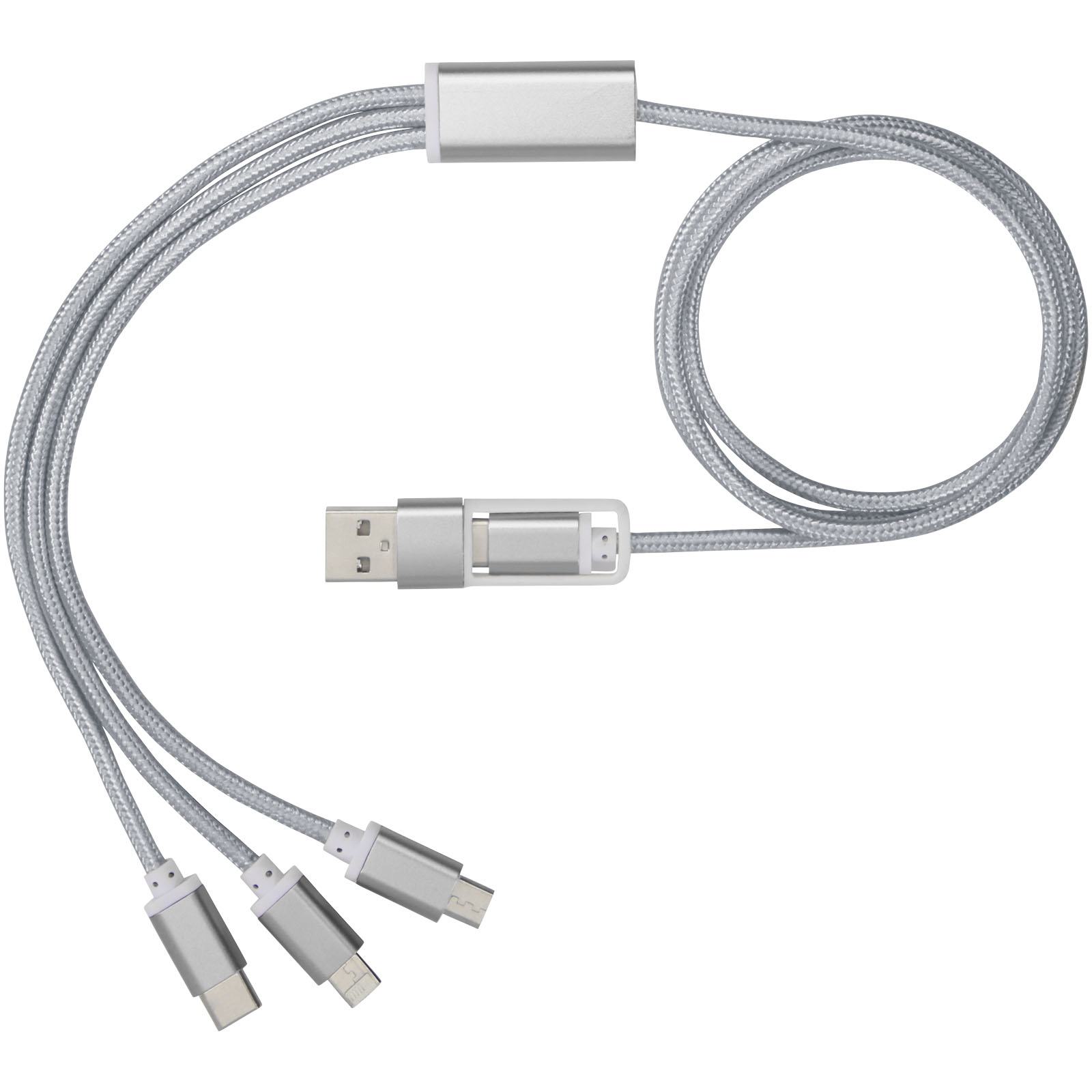 Versatile 5-in-1-Ladekabel silber