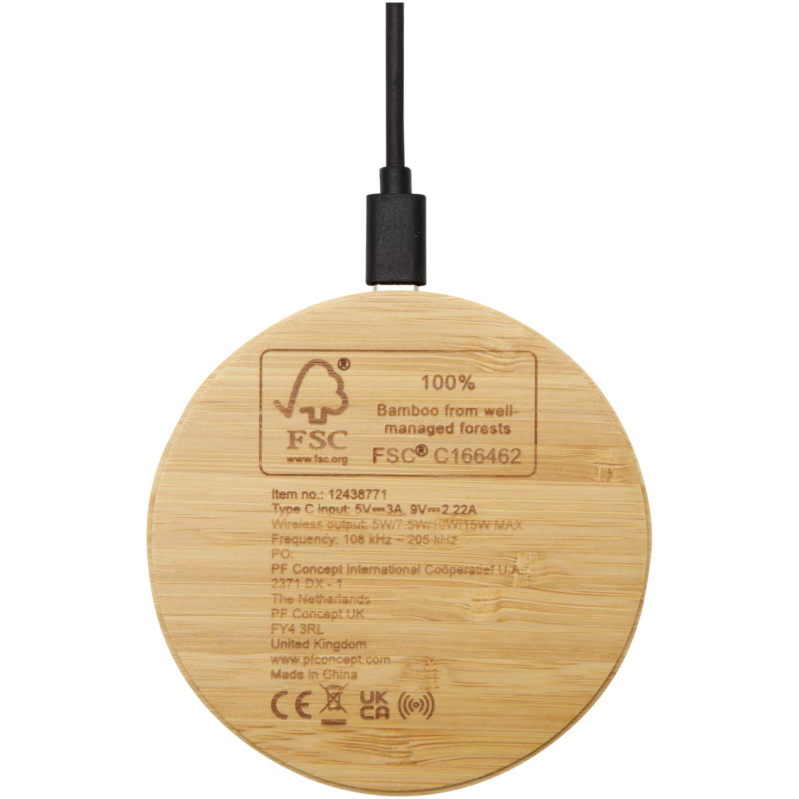 Essence 15W kabelloses Ladepad aus Bambus holz
