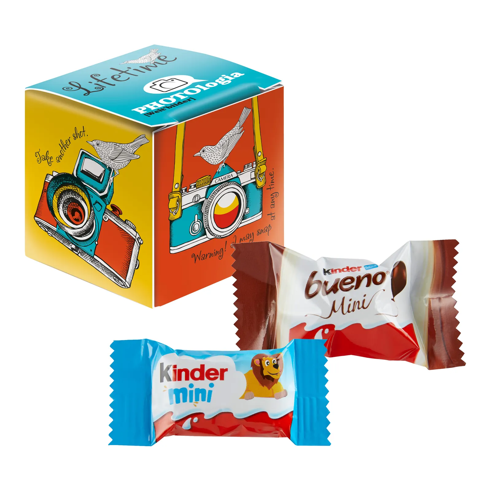 Mini Promo-Würfel mit Kinder Schokolade Mini & Kinder bueno Mini Mix