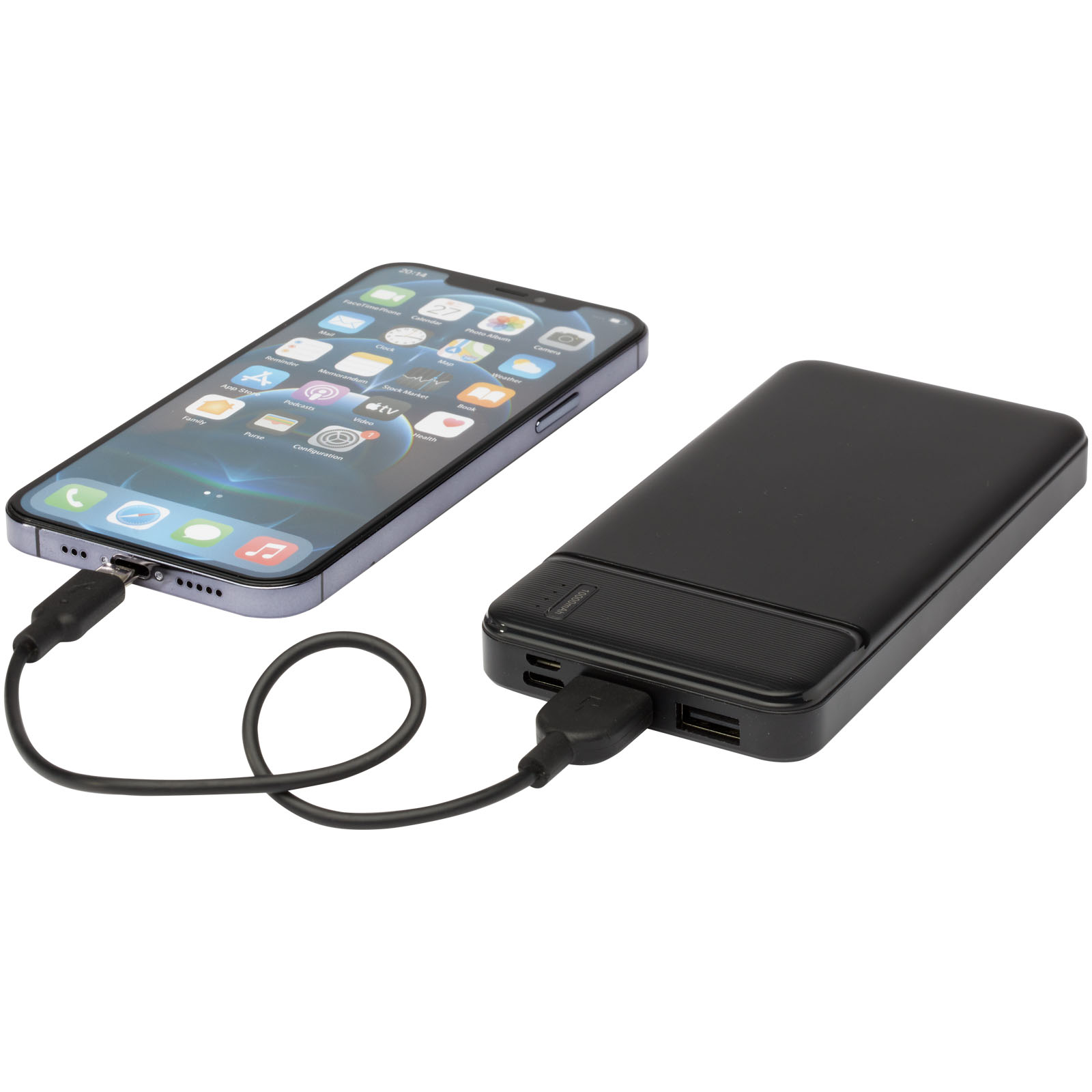 Loop 10.000 mAh Powerbank aus recyceltem Kunststoff schwarz
