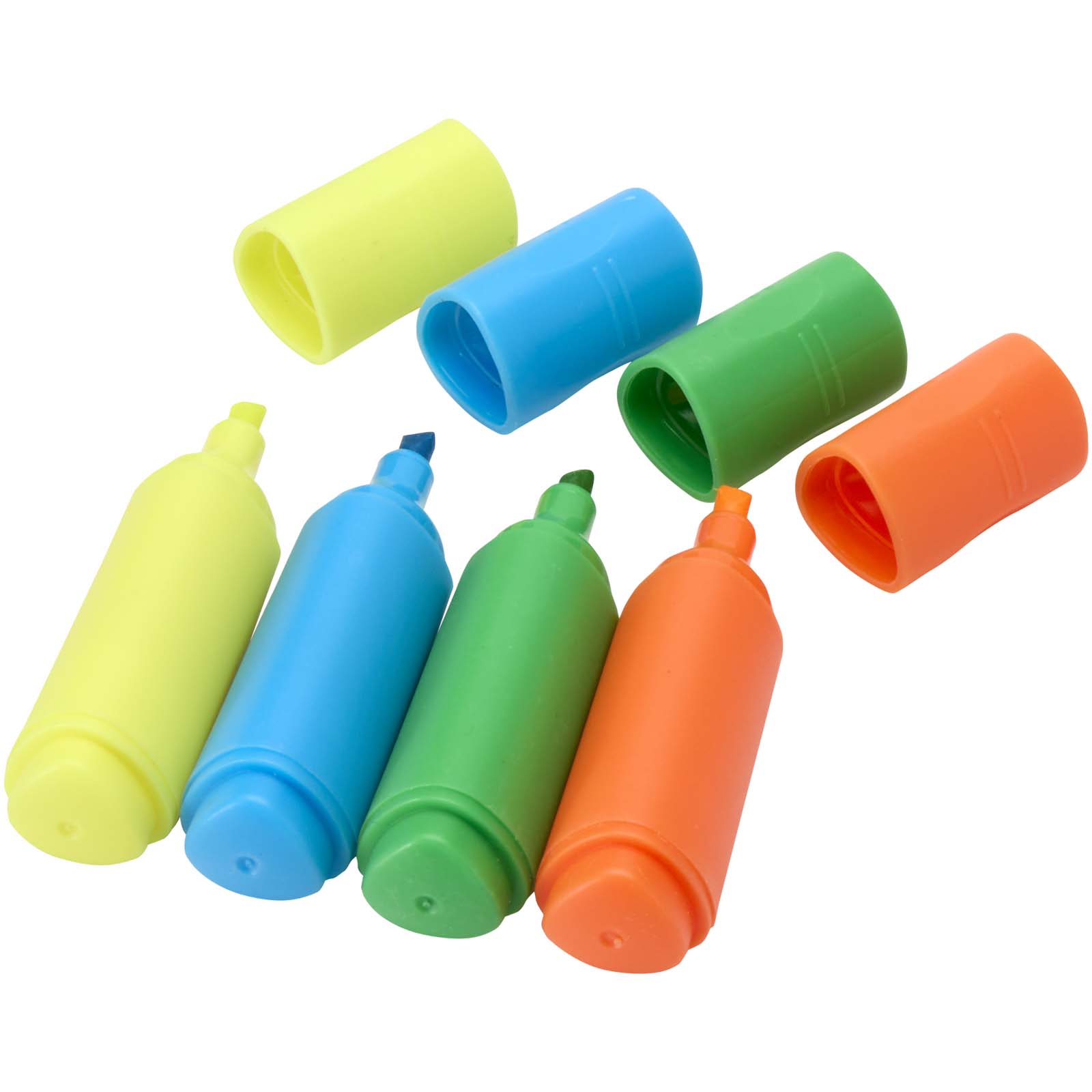 Mini Textmarker Set aus recyceltem Kunststoff mehrfarbig