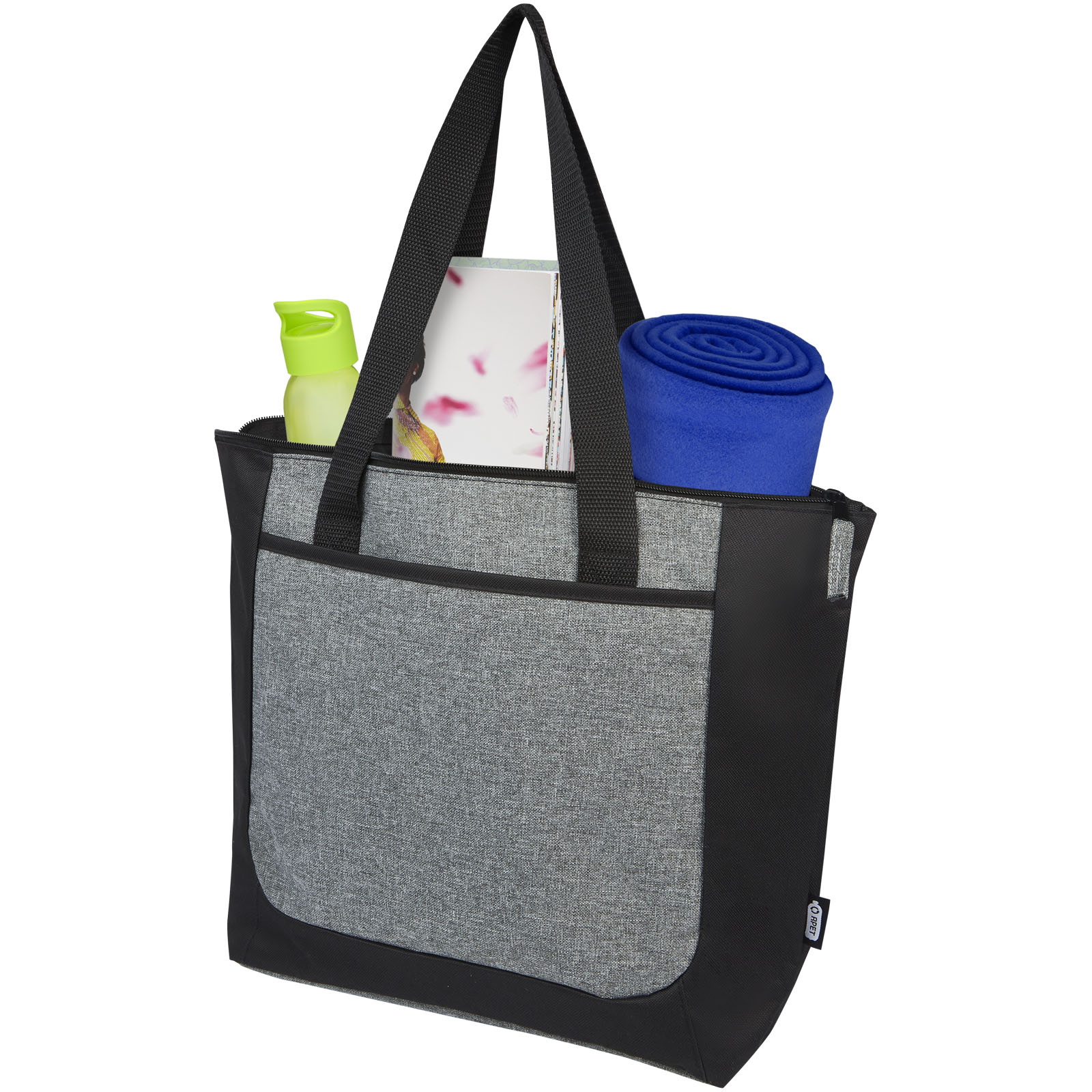 Reclaim GRS recycelte Tragetasche mit Reißverschluss 15 L schwarz, heather grau