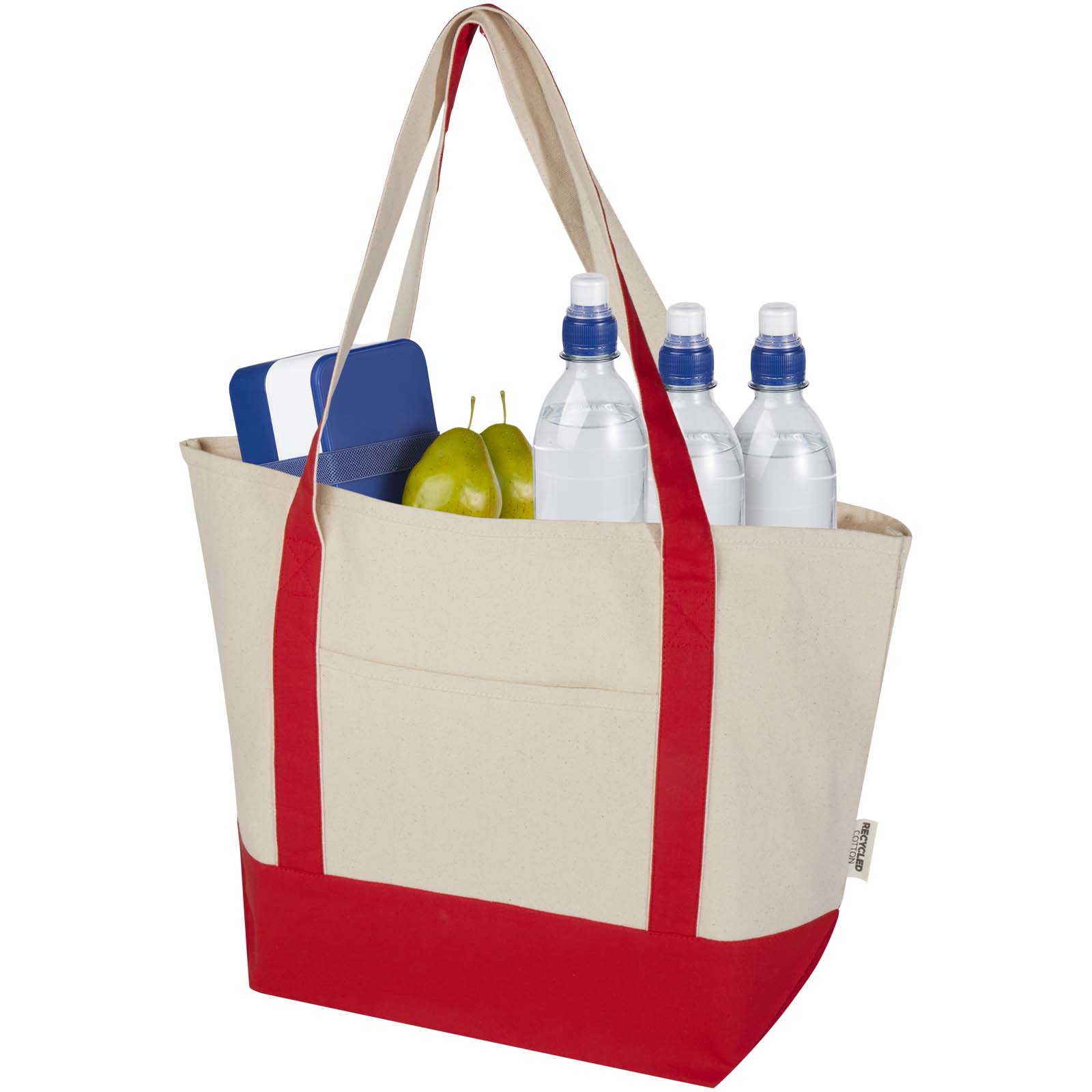 Sam 320 g/m² Tragetasche aus GRS recycelter Baumwolle rot, natur