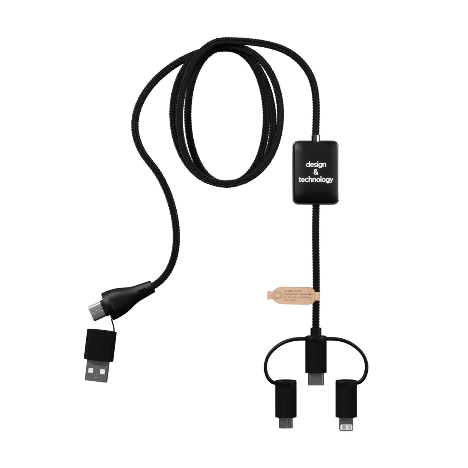 SCX.design C48 CarPlay 5-in-1 Ladekabel mit Leuchtlogo schwarz