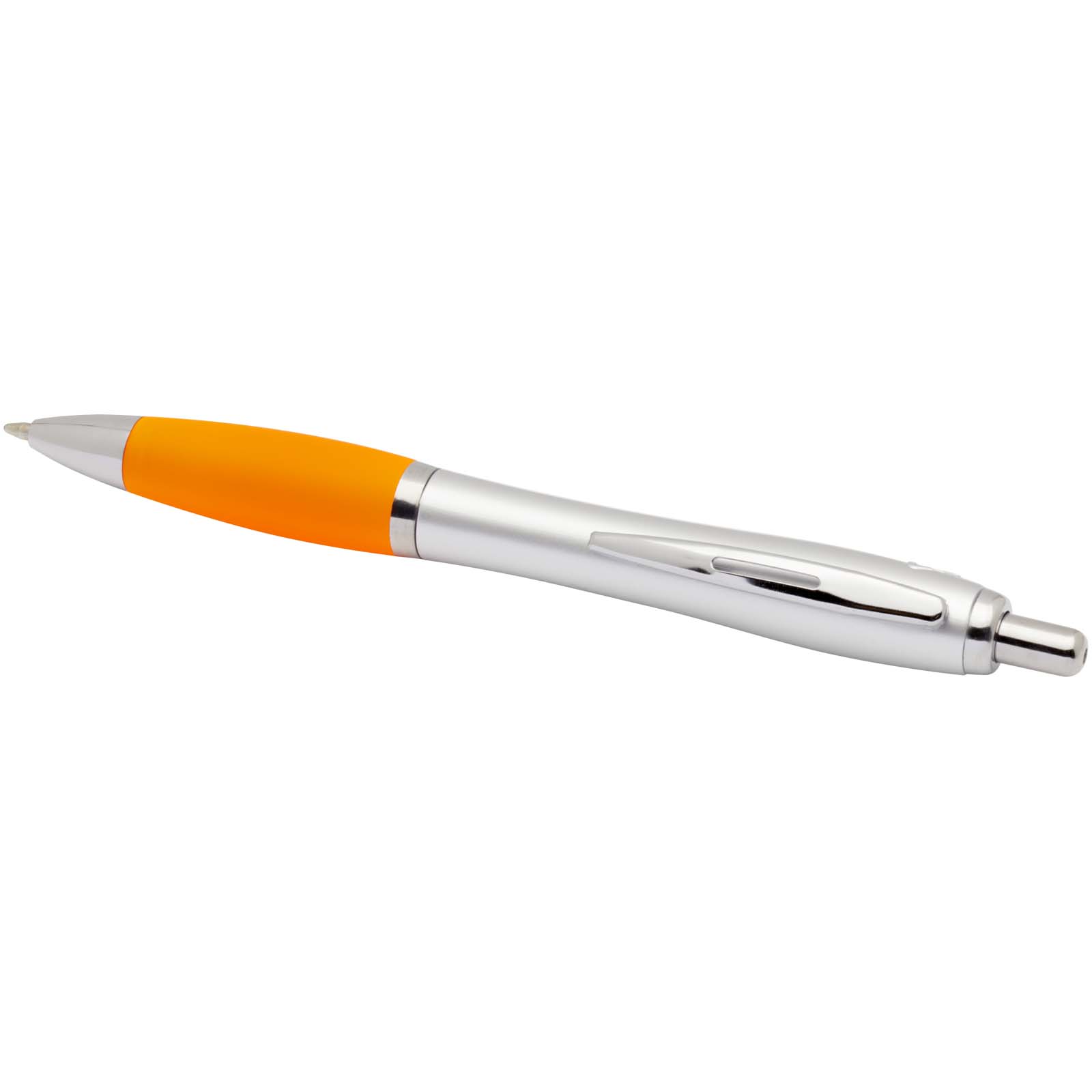 Nash RCS Kugelschreiber aus recyceltem Kunststoff mit silbernem Schaft und farbigem Griff (schwarze Tinte) orange