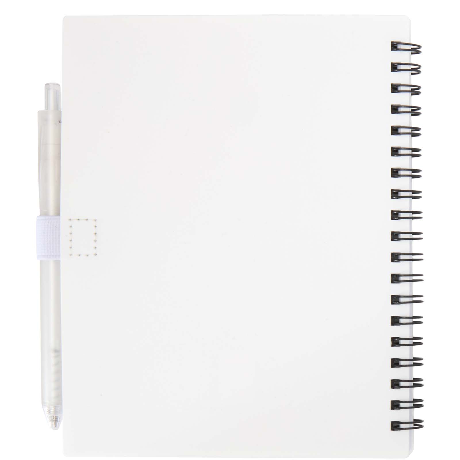 Niove Softcover Notizbuch aus recyceltem Kunststoff mit Kugelschreiber (blaue Mine) weiss