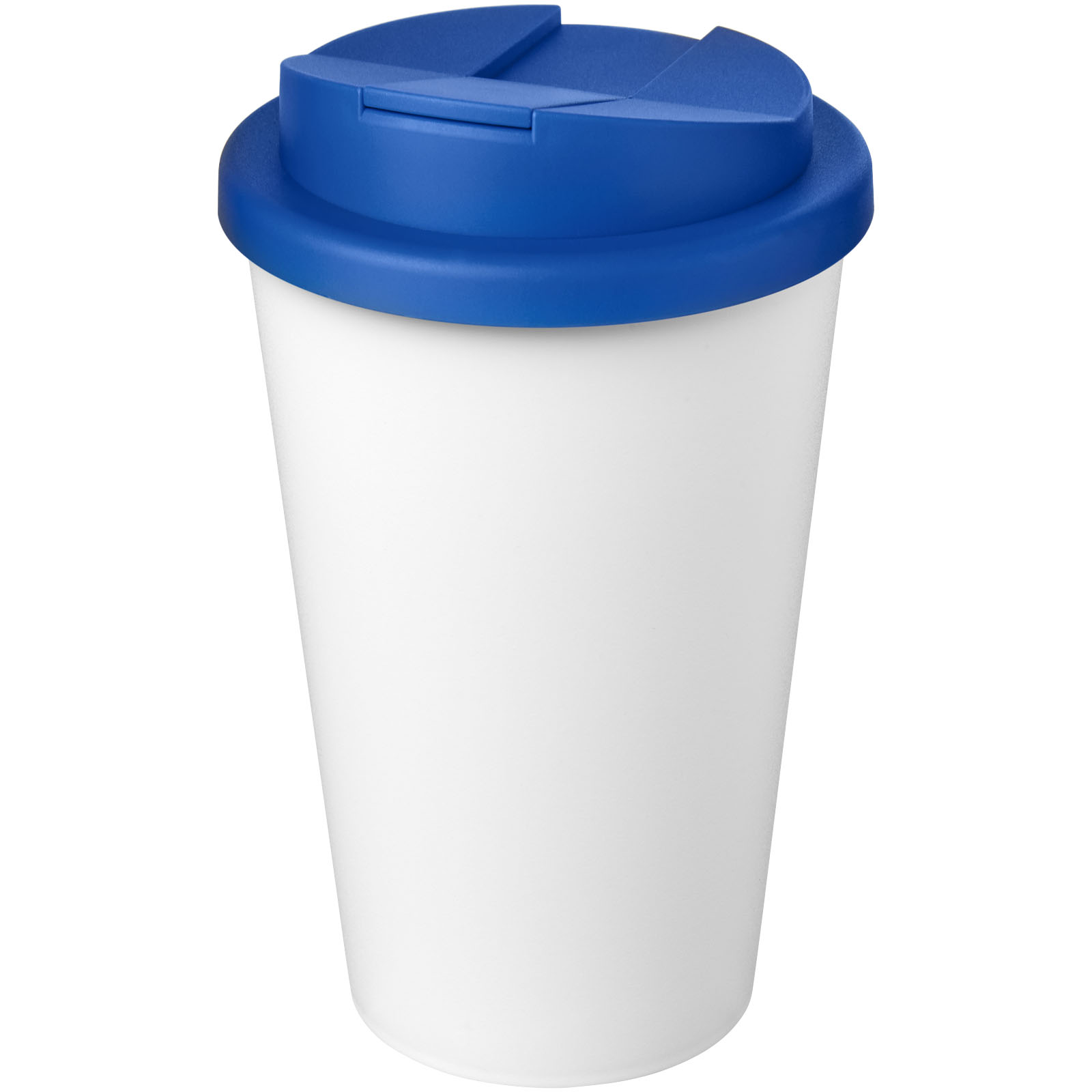 Americano® Eco 350 ml recycelter Becher mit auslaufsicherem Deckel mittelblau, weiss
