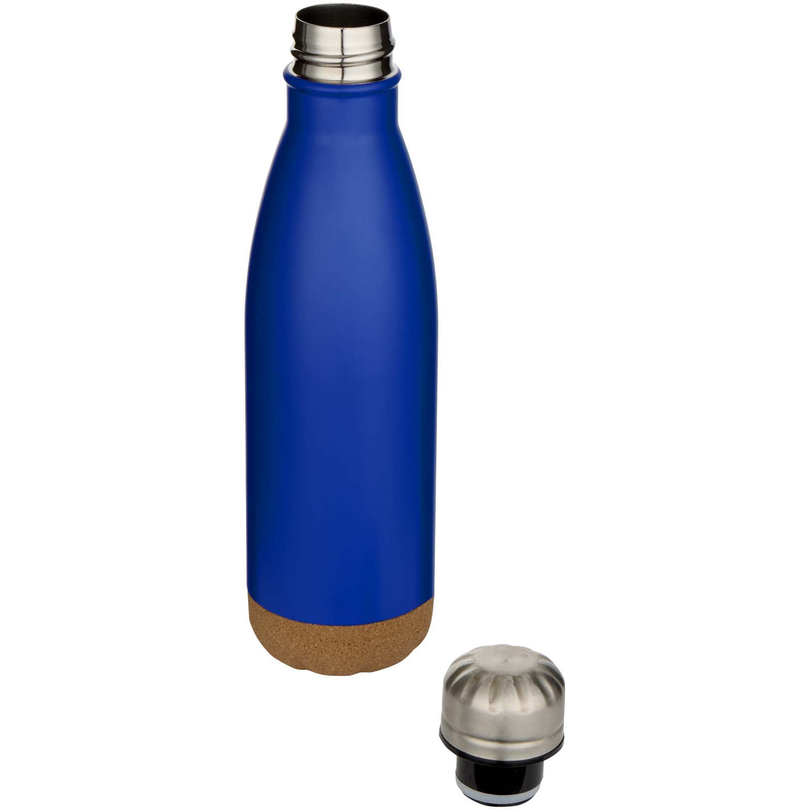 Cove 500 ml doppelwandige, vakuumisolierte Trinkflasche aus Edelstahl mit Korkdetails royalblau