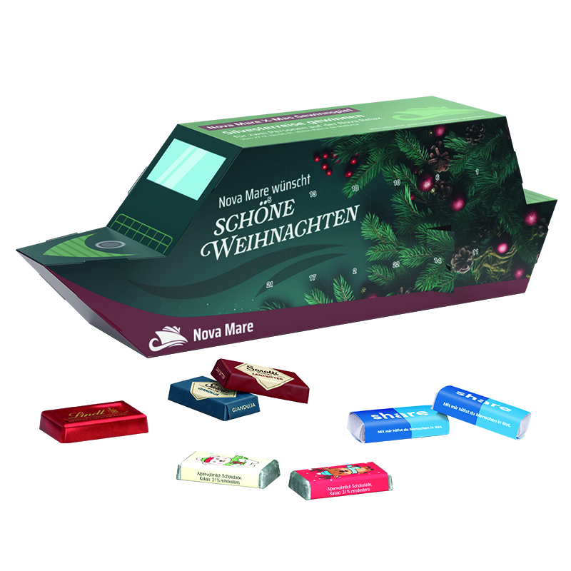 Adventskalender Schiff, Lindt Schokotäfelchen