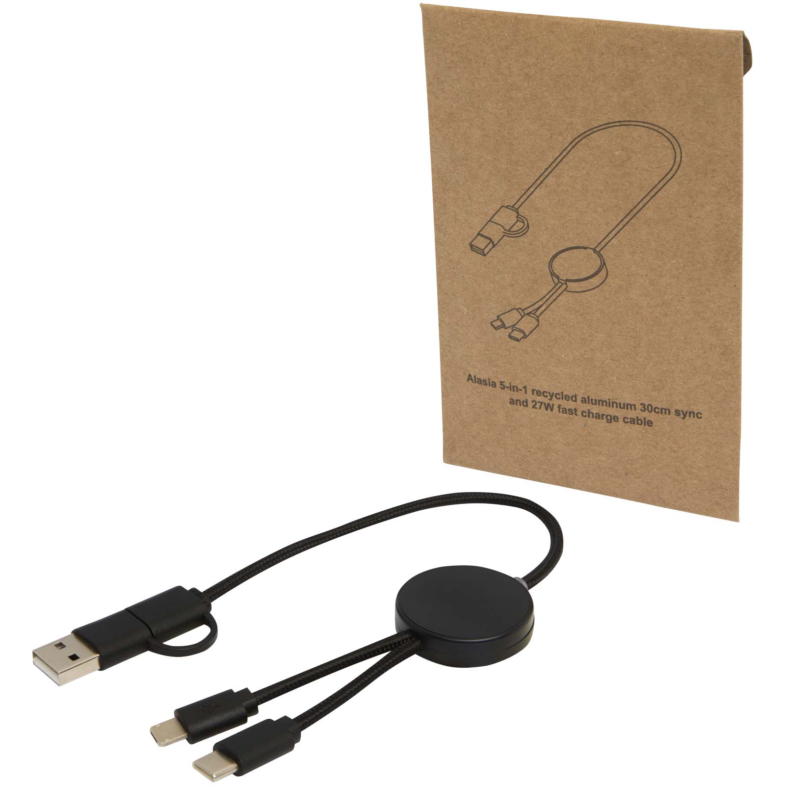 Citala 30 cm 5-in-1 Kabel aus recyceltem Kunststoff für Datenübertragung und 27W Schnellladung schwarz