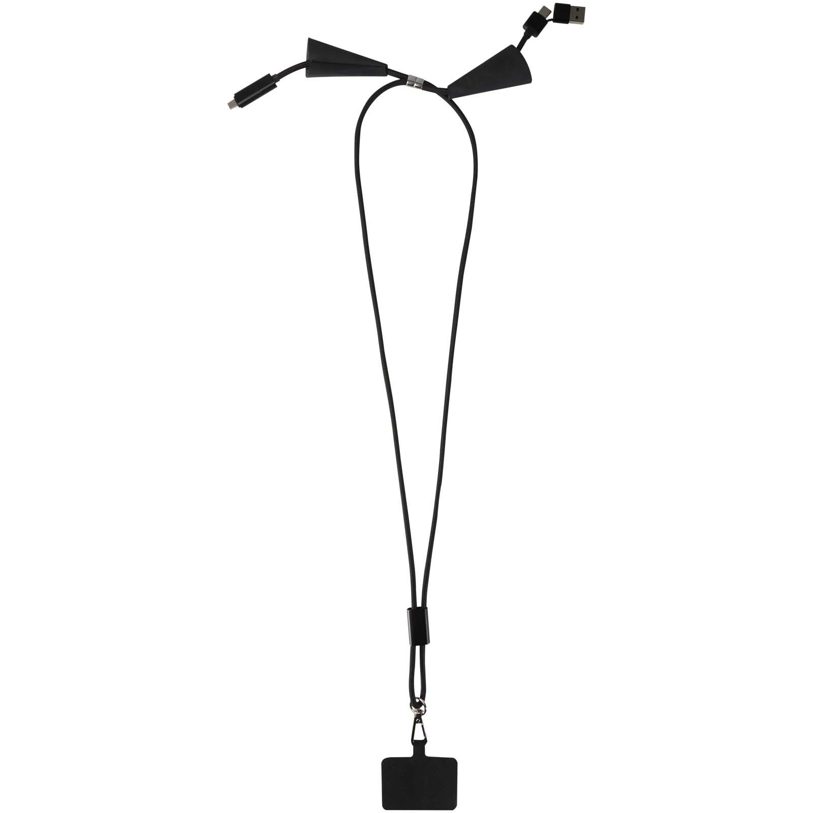 Funi 5 in 1 Lanyard Kabel aus recyceltem Kunststoff für Smartphones mit integrierter Datensynchronisierung und 100 W Schnelll schwarz