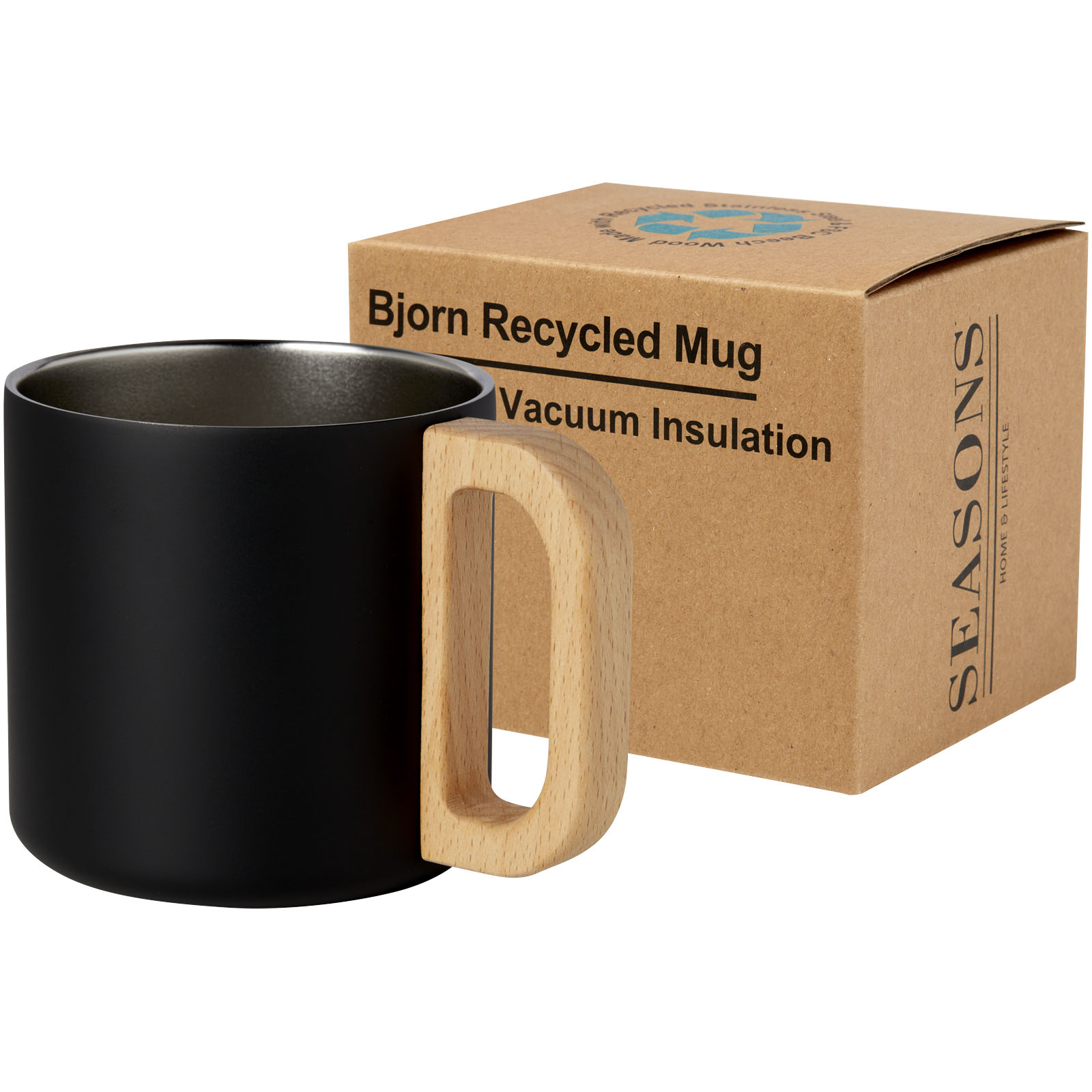 Bjorn RCS-zertifizierter Becher aus recyceltem Edelstahl mit Kupfer-Vakuumisolierung, 360 ml schwarz