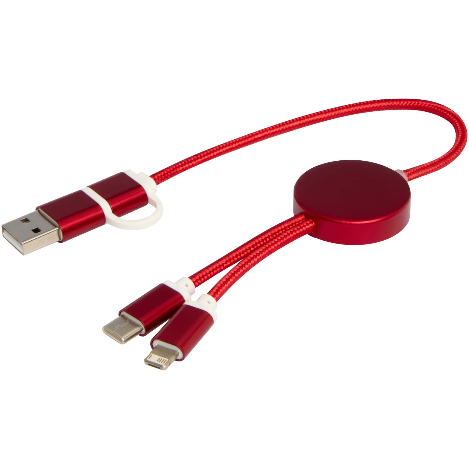 Alasia 30 cm 5-in-1 Kabel aus recyceltem Kunststoff für Datenübertragung und 27W Schnellladung rot