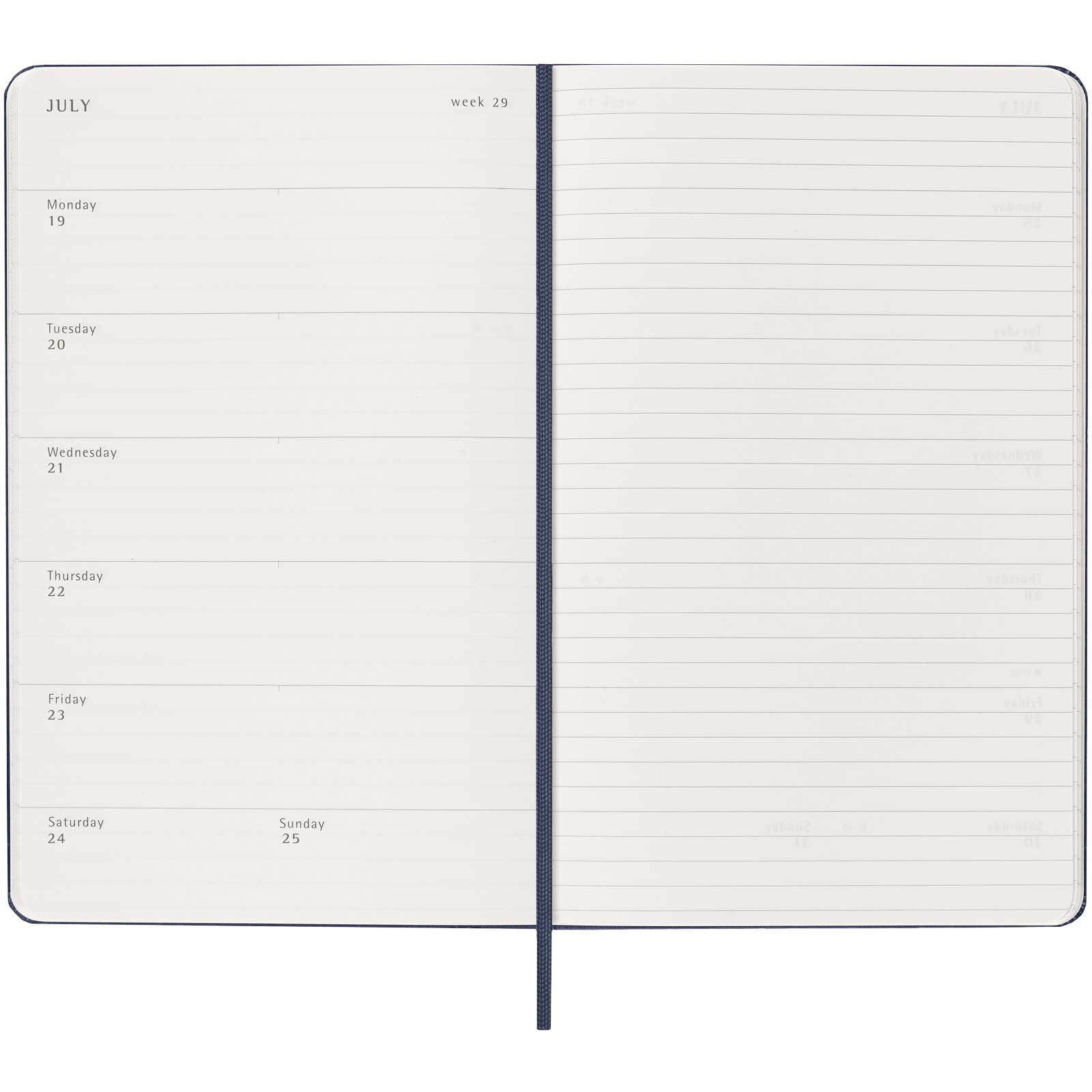 Moleskine Hardcover 12 Monate Wochenkalender L saphir