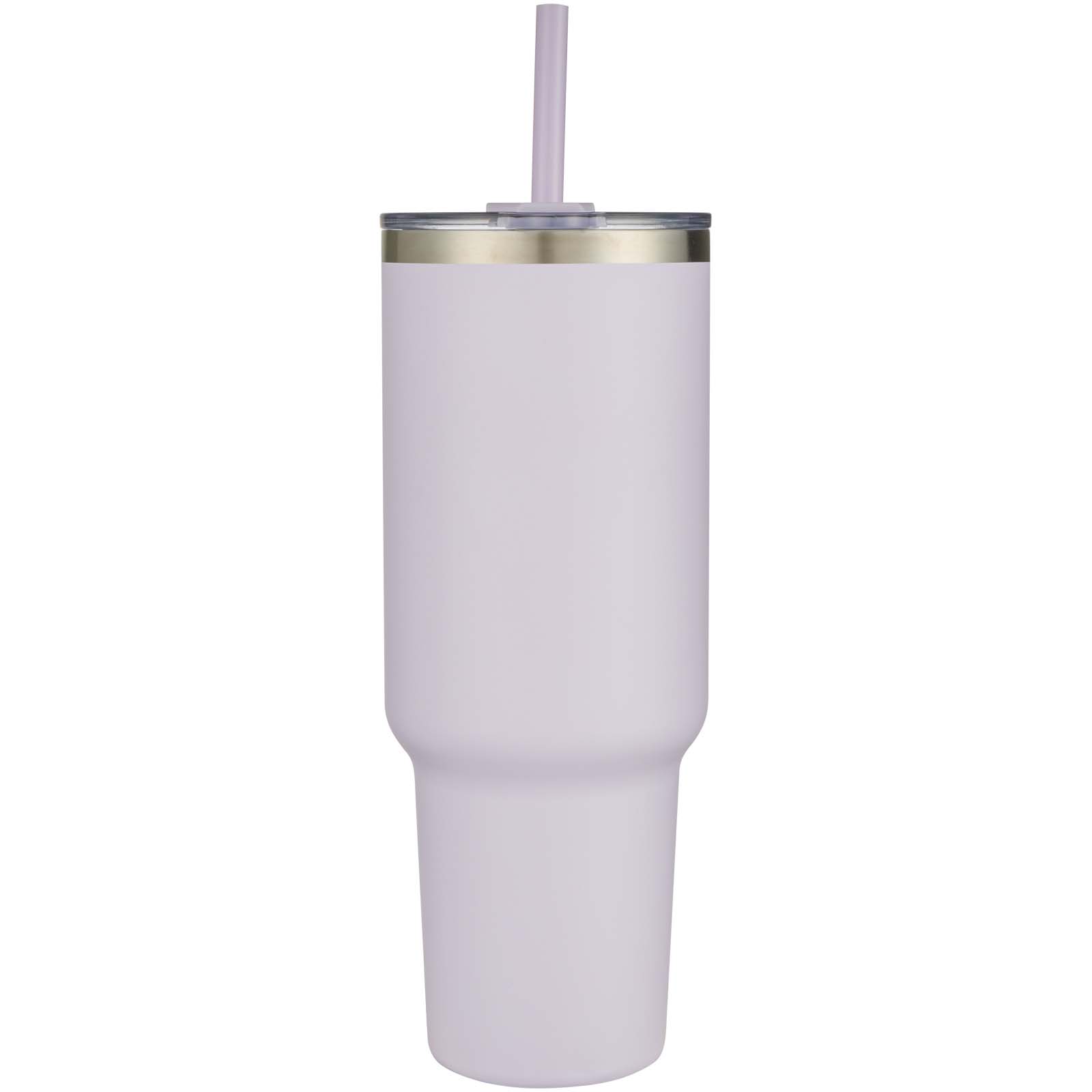Sydney 1200 ml doppelwandiger RCS-zertifizierter Kupfer-Vakuum Isolierbecher mit Strohhalm fliederfarben