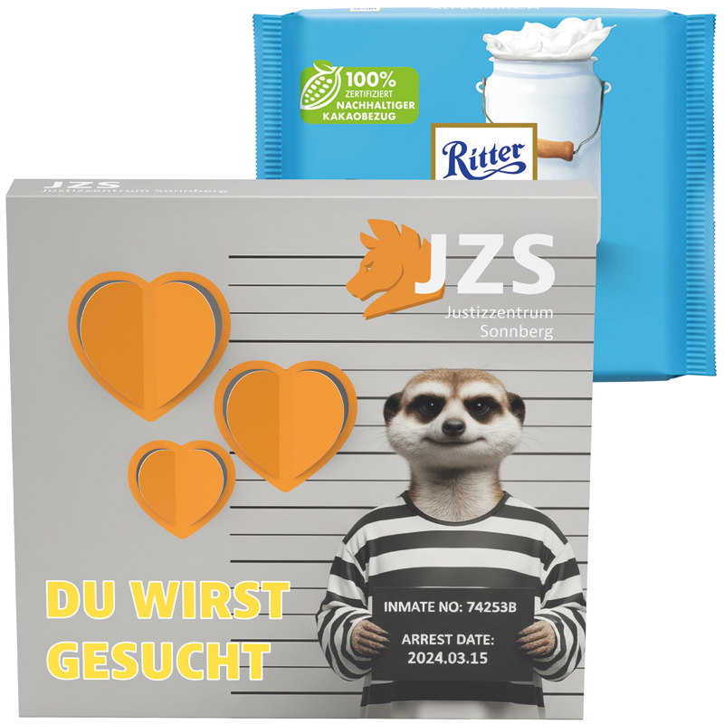 Präsentbox Premium, 3D-Herz, Ritter SPORT Alpenmilch Schokolade
