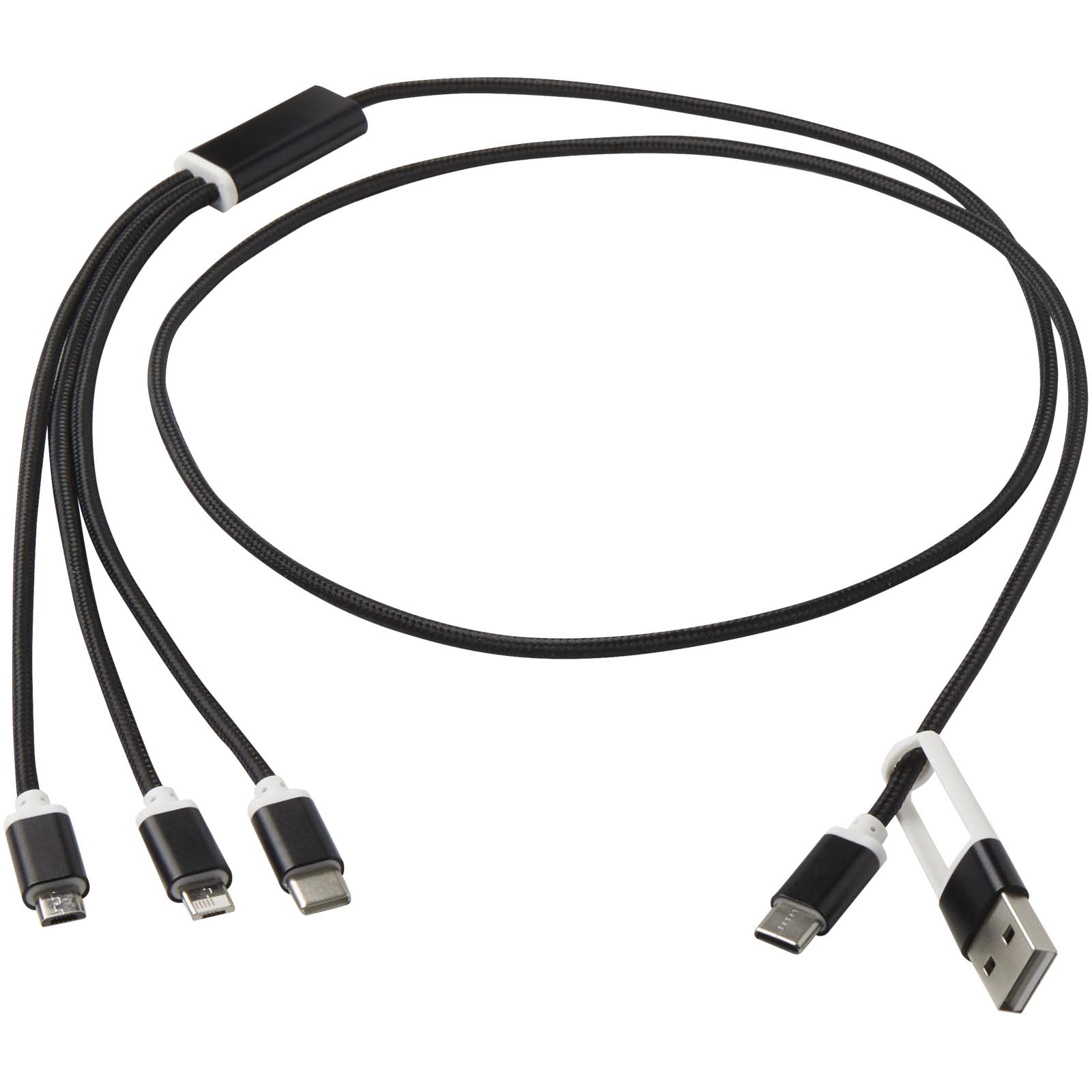 Versatile 5-in-1 Ladekabel aus recyceltem Aluminium schwarz