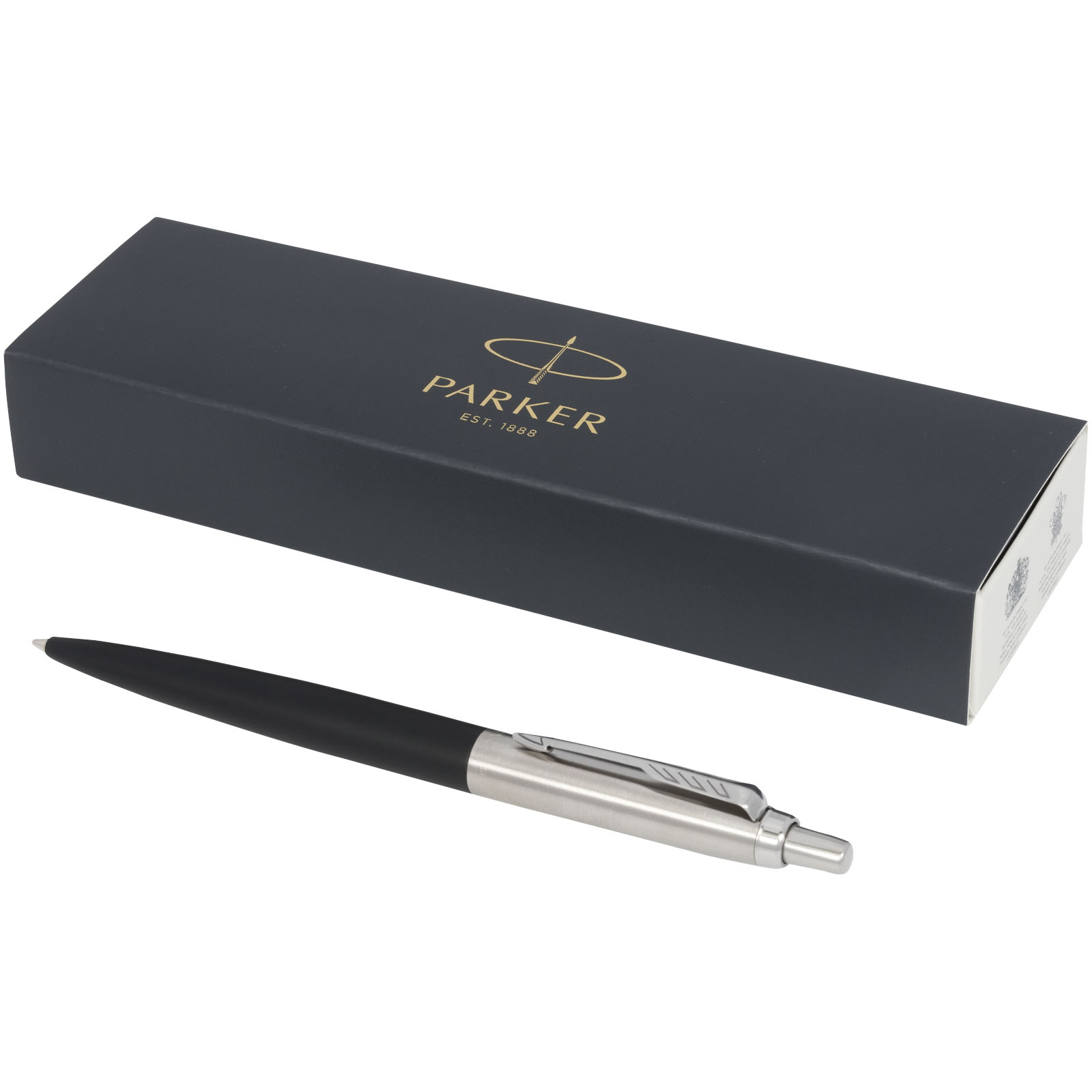 Parker Jotter XL matt mit Kugelschreiber mit Chromverzierung (blaue Mine) schwarz