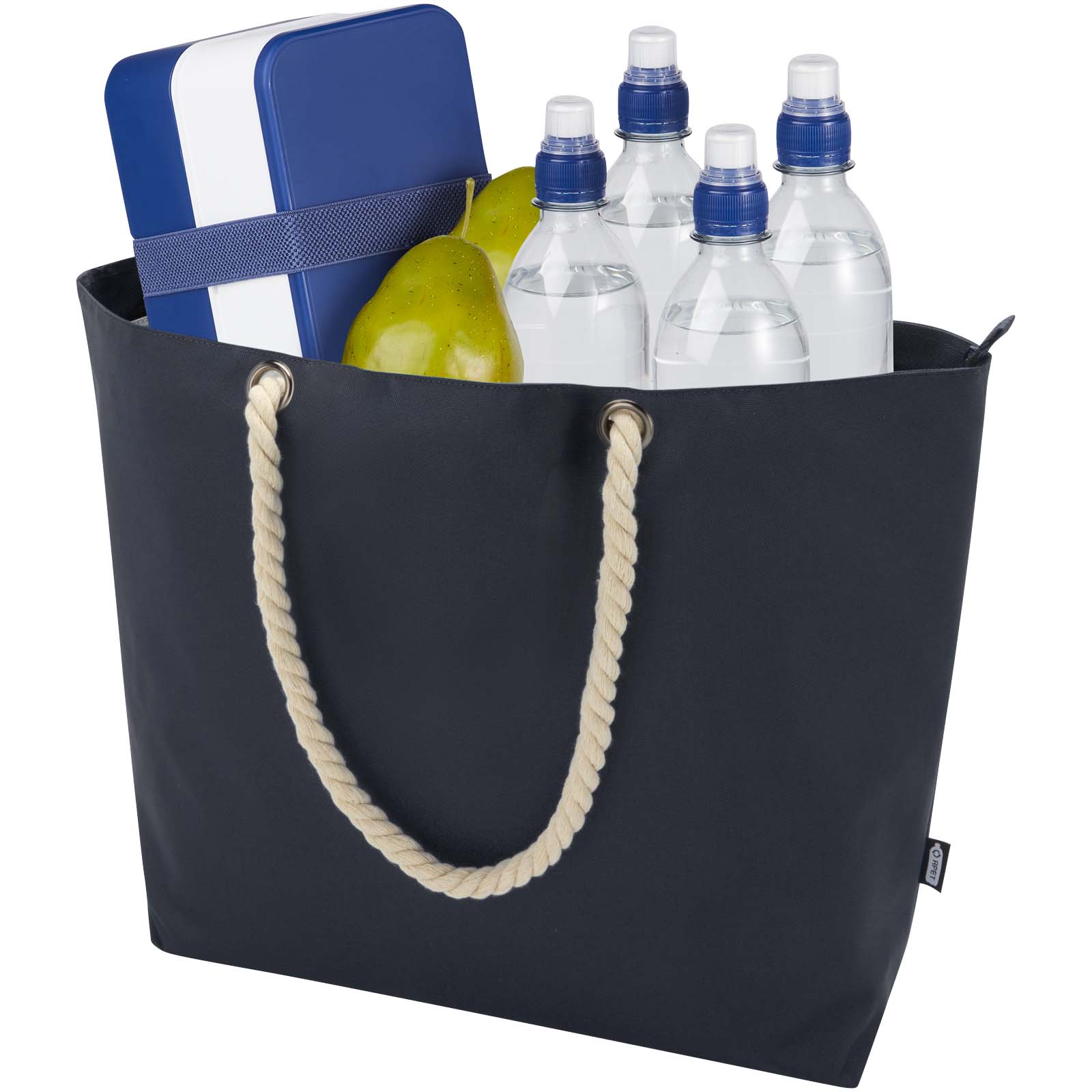 Panama Strandkühltasche mit Kordelgriffen aus recyceltem GRS-Material, 23L navy