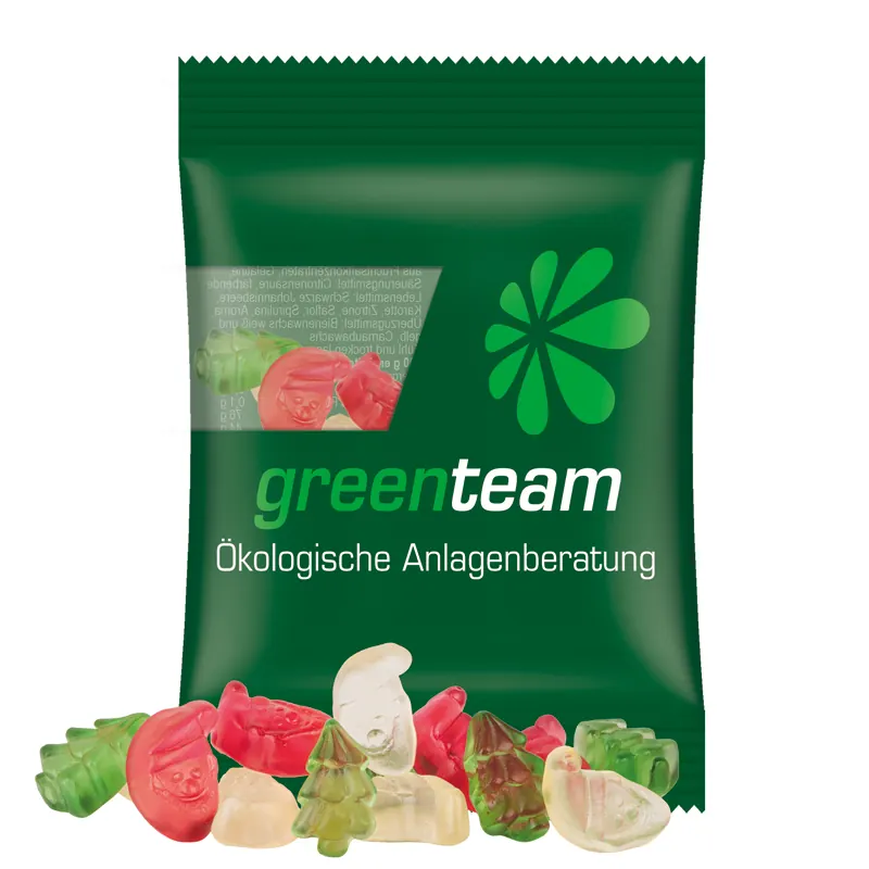 Minitüte 15 g, transparente kompostierbare Folie, Trolli Fruchtgummi Weihnachtsmischung
