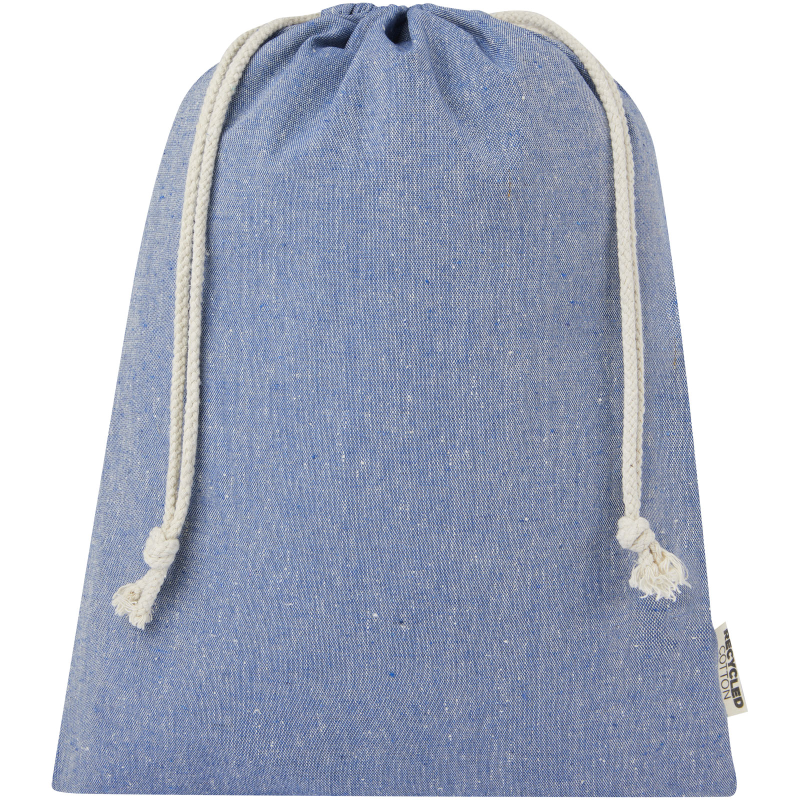 Pheebs 150 g/m² GRS Zuziehbeutel aus Recyclingbaumwolle groß 4 l heather blau