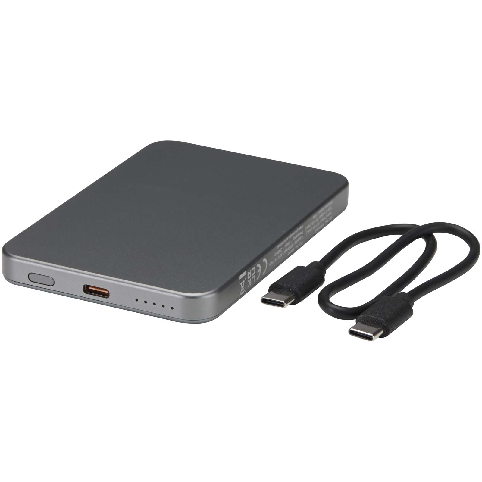 Avis 5000 mAh RCS Powerbank aus recyceltem Aluminium mit Magnetfunktion gun metal