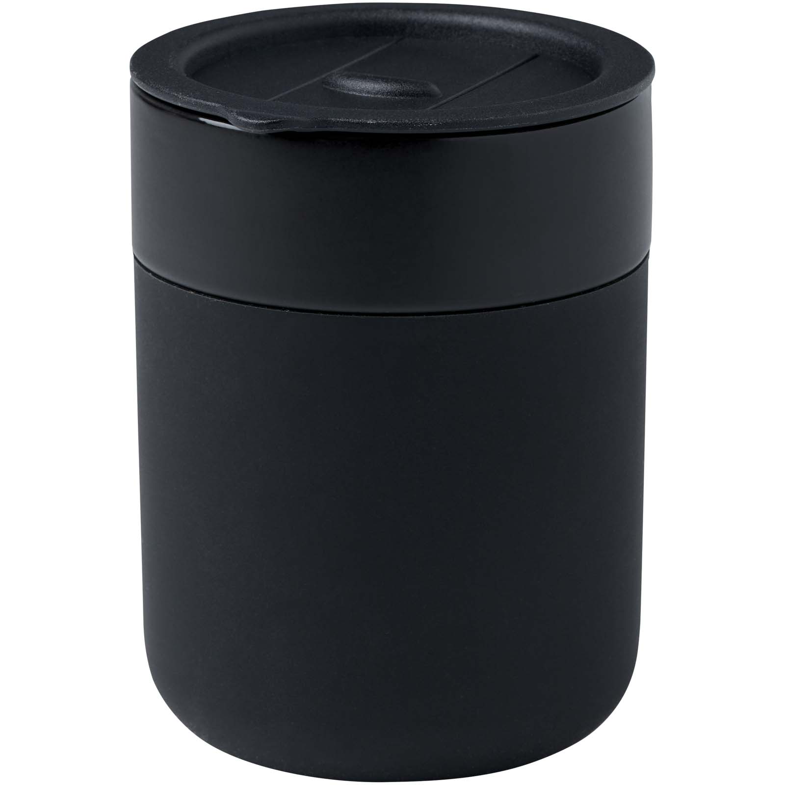 Java 330 ml Keramikbecher mit Silikonhülle und Kunststoffdeckel schwarz