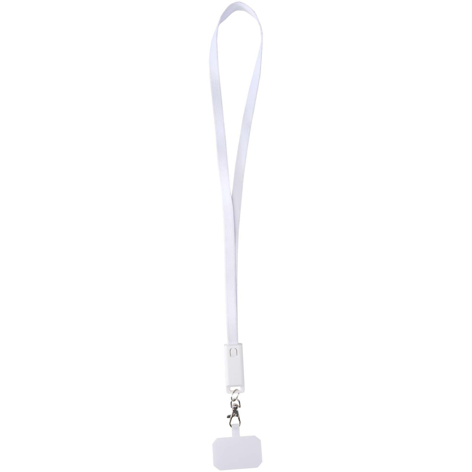 Franz 5 in 1 Lanyard Kabel aus recyceltem Kunststoff für Smartphones mit integrierter Datensynchronisierung und 65 W Schnelll weiss